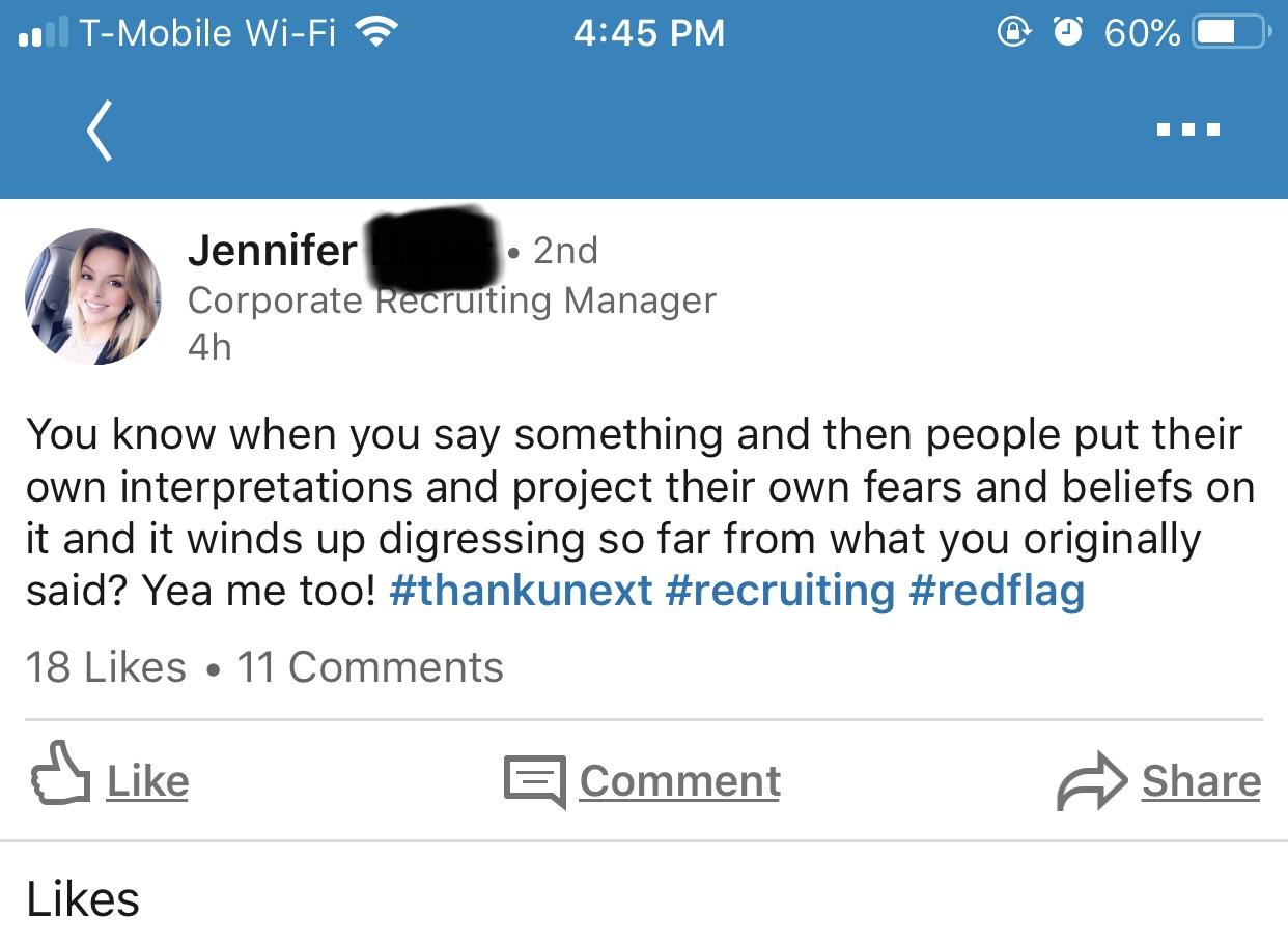 She deleted her post and made another Accounting