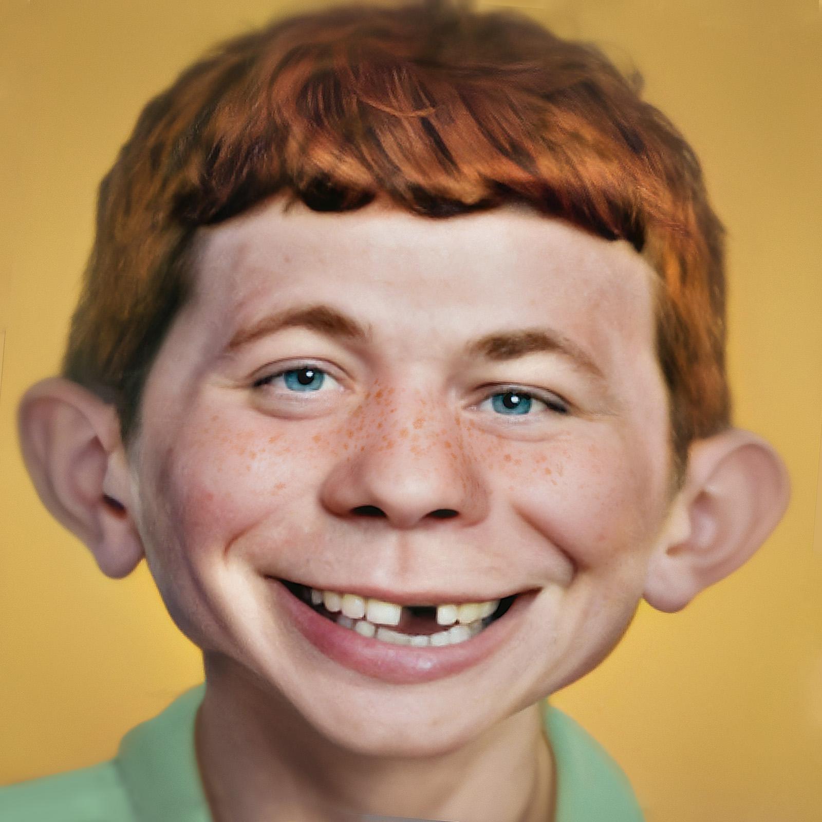 I created Alfred E. Neuman in Artbreeder which uses a neural network to