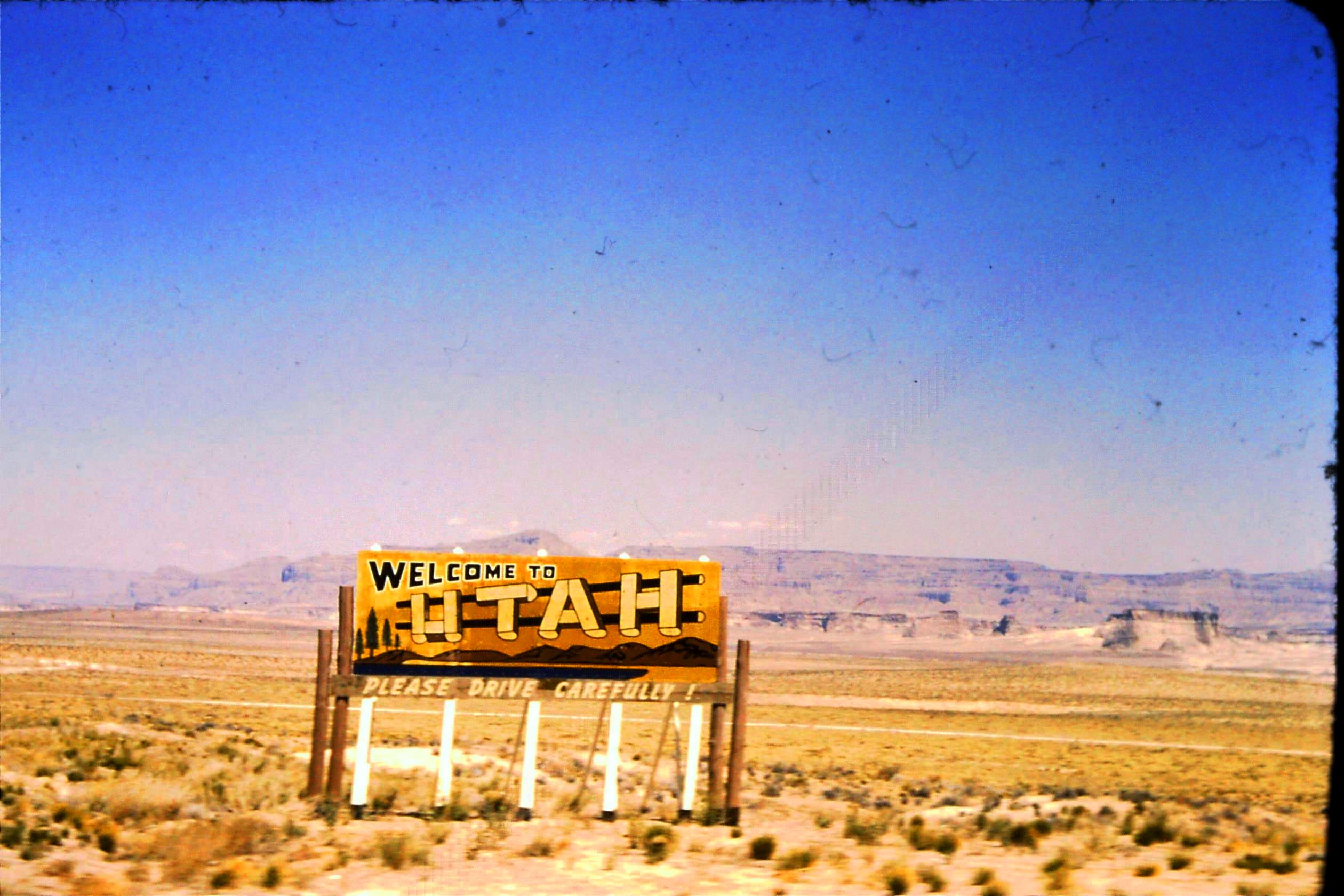 to Utah, Please Drive Carefully. Vintage Photo of Billboard