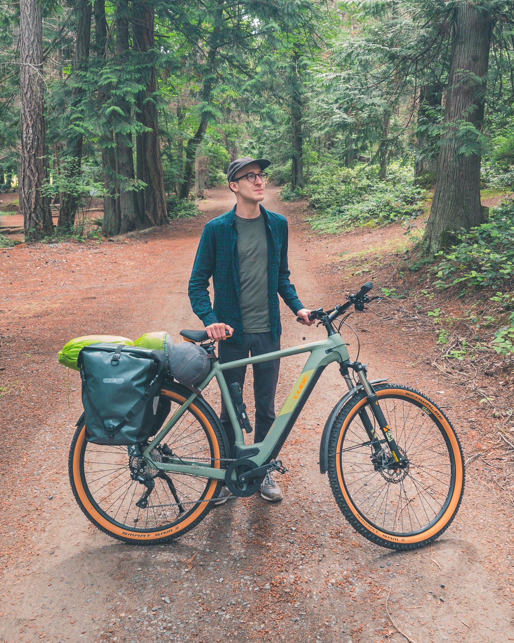 Feeling relaxed and happy on my first bike camping trip on the new e