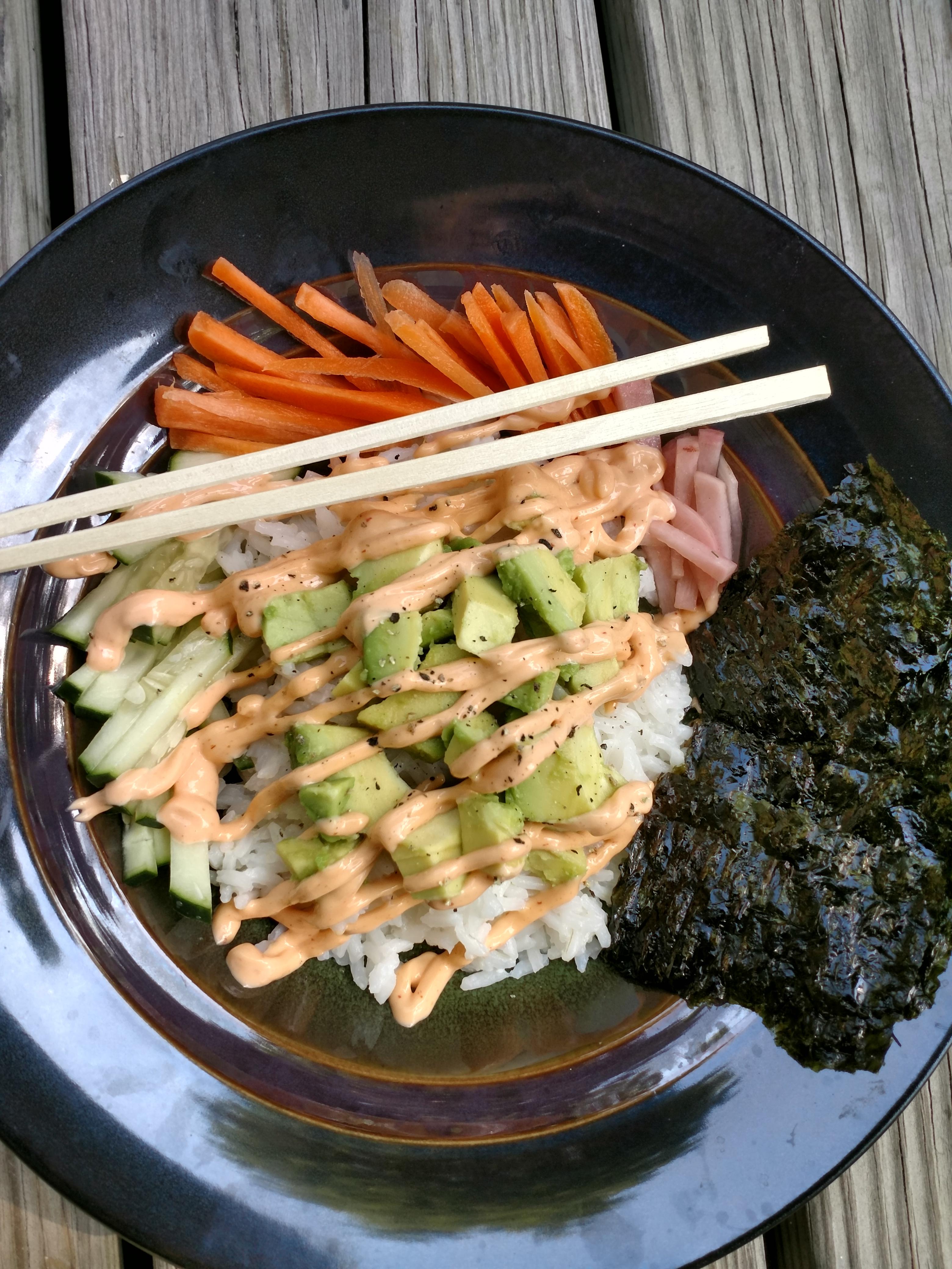 Quick and easy homemade sushi bowl r/vegetarian