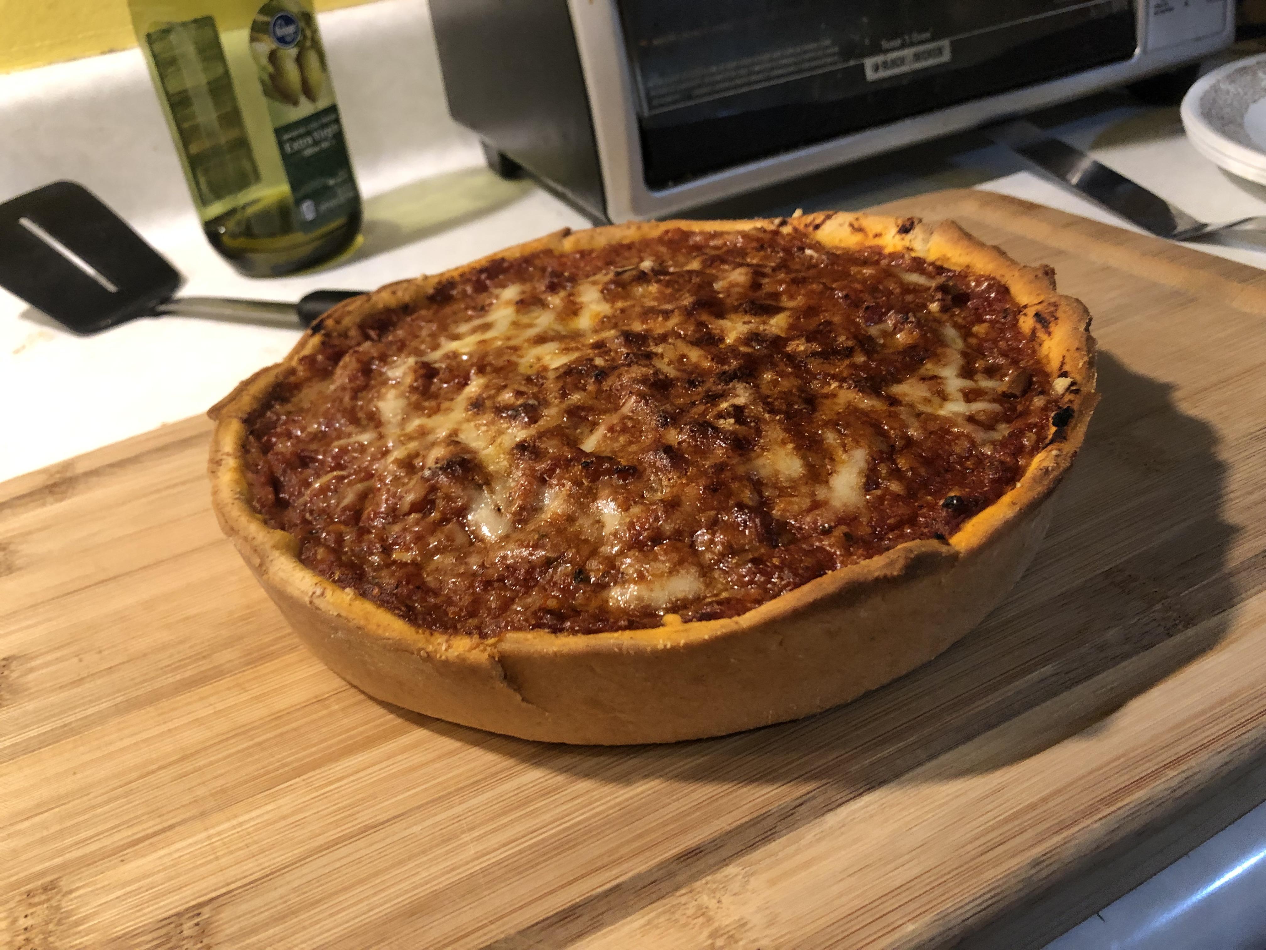 Homemade deep dish my brother made. r/Pizza
