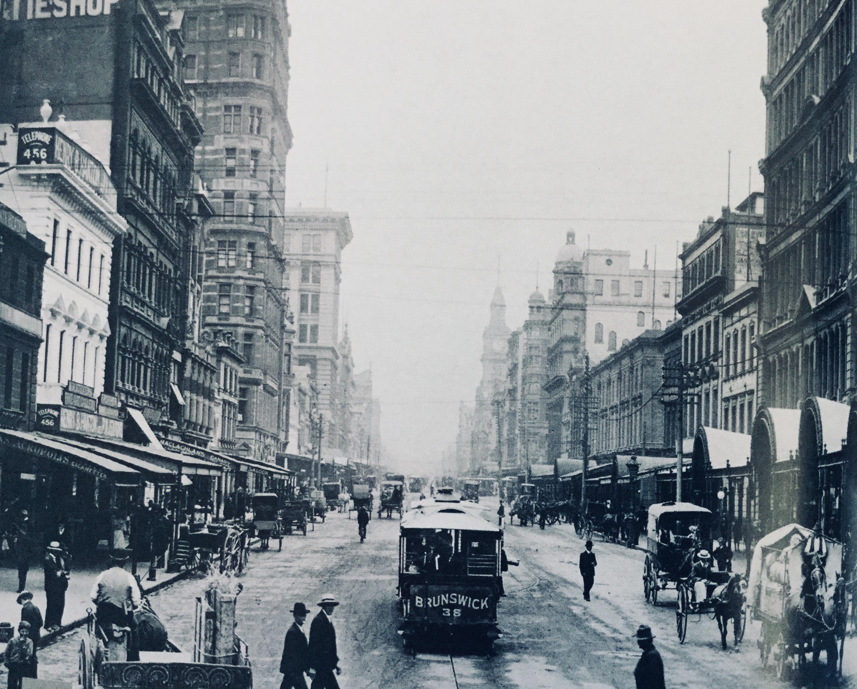 Elizabeth street 1900. View from Flinders street. r/melbourne