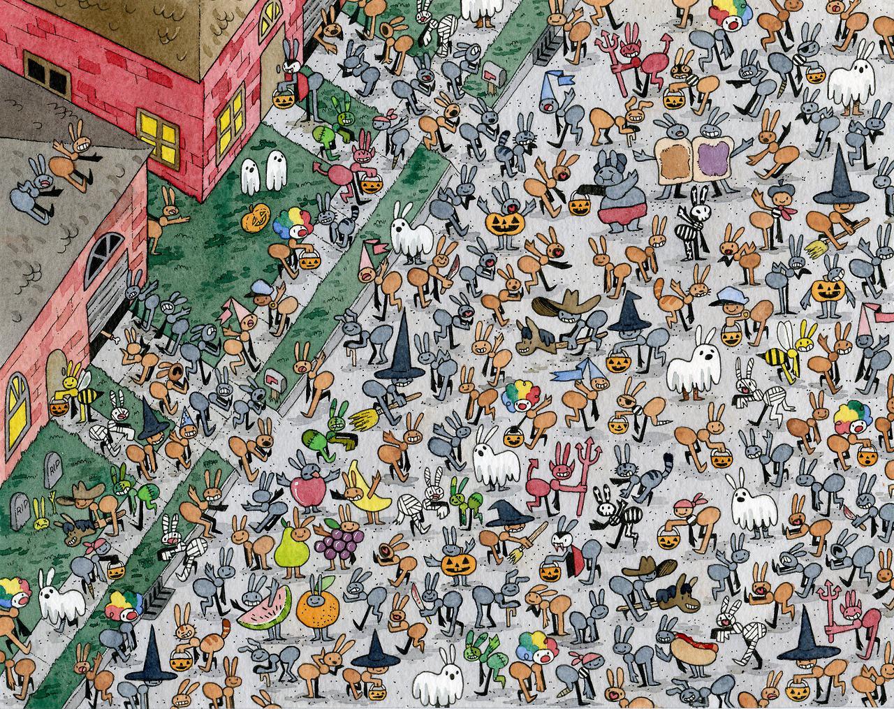 Halloween ants by Kasey the golden (she has many other ant drawings like this so check them out