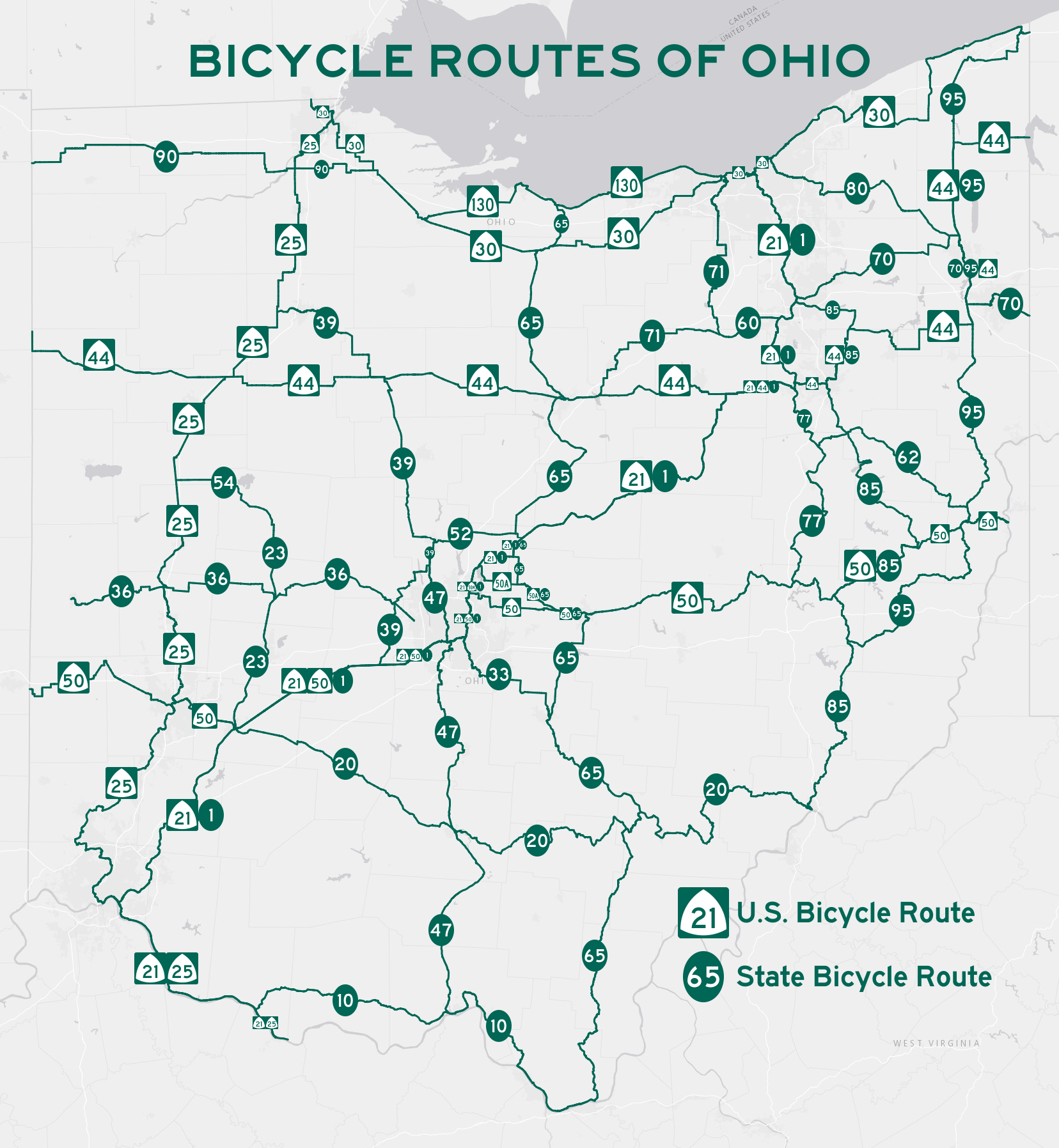 Bicycle Routes of Ohio r/MapPorn
