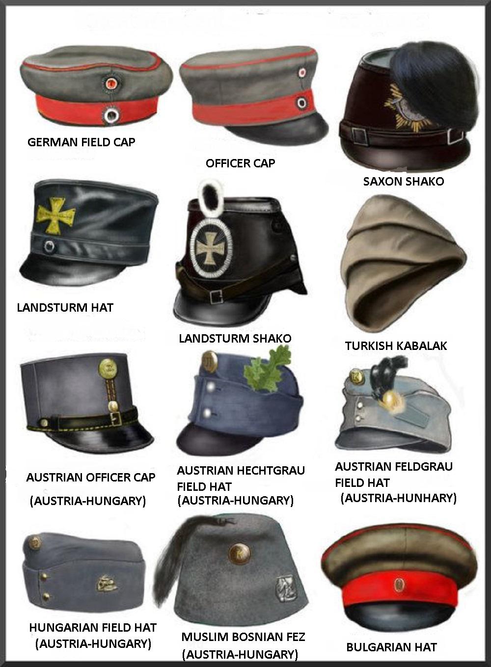 Central Powers headgears (hats and caps) during WW1 r/europe