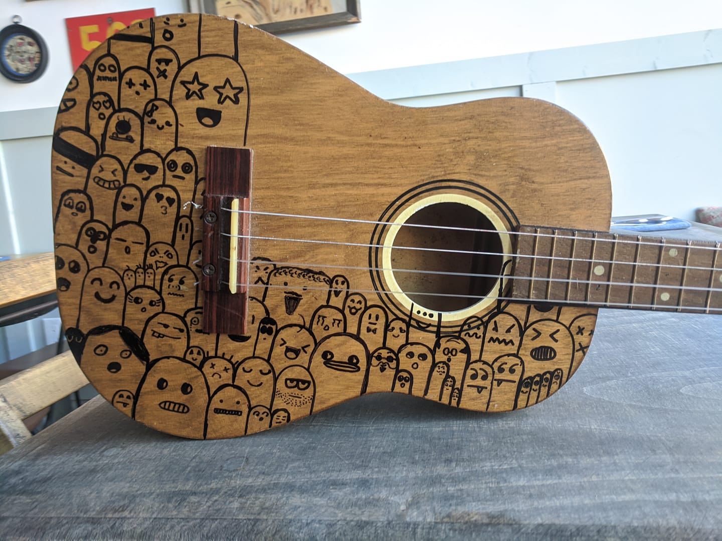 Decided to doodle on my ukulele today, what do you guys think? r/ukulele