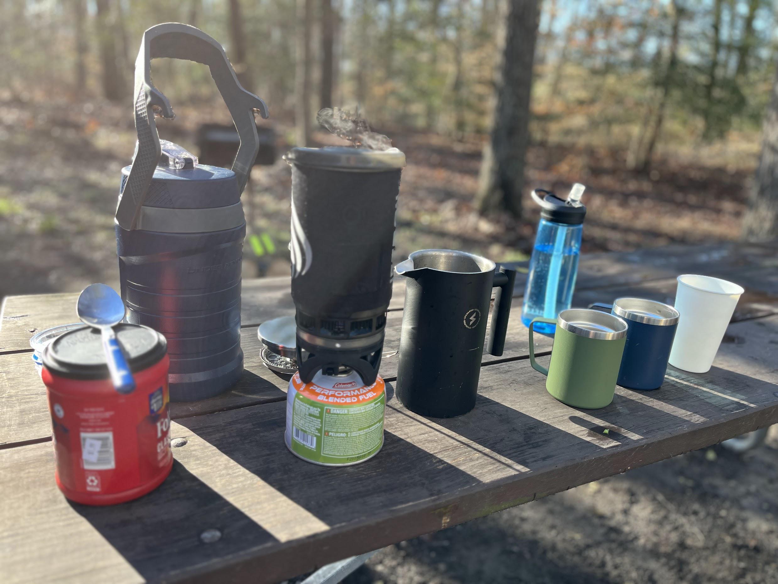 Using a backpack stove instead of making a fire to boil water for