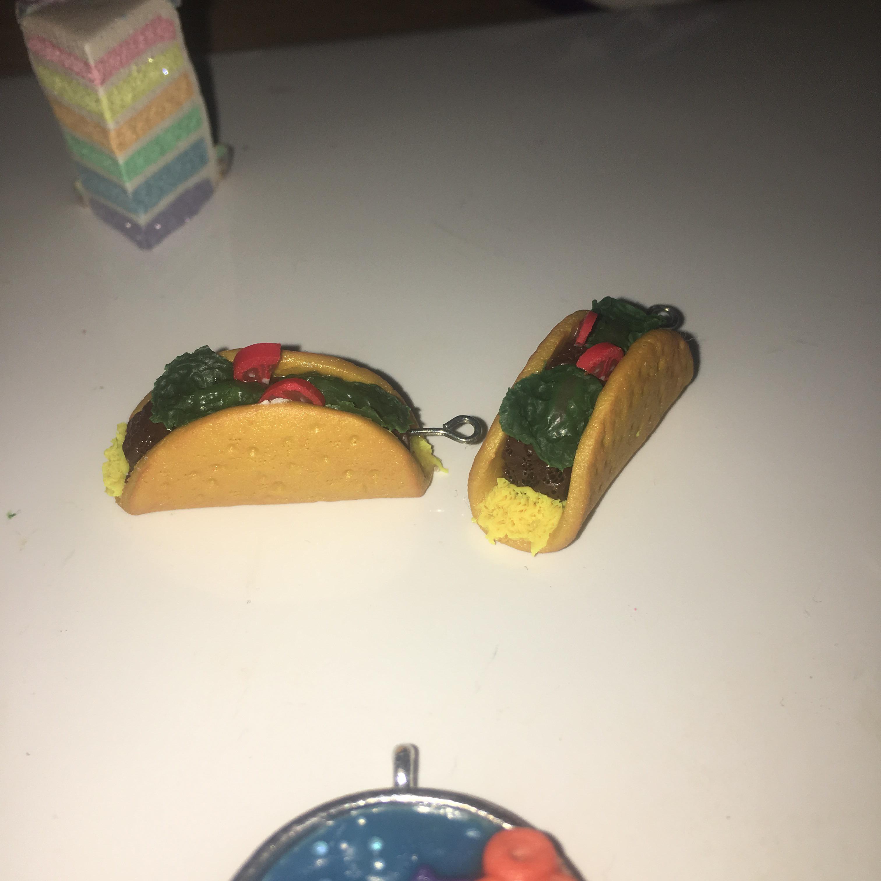 Taco earrings I made. r/polymerclay