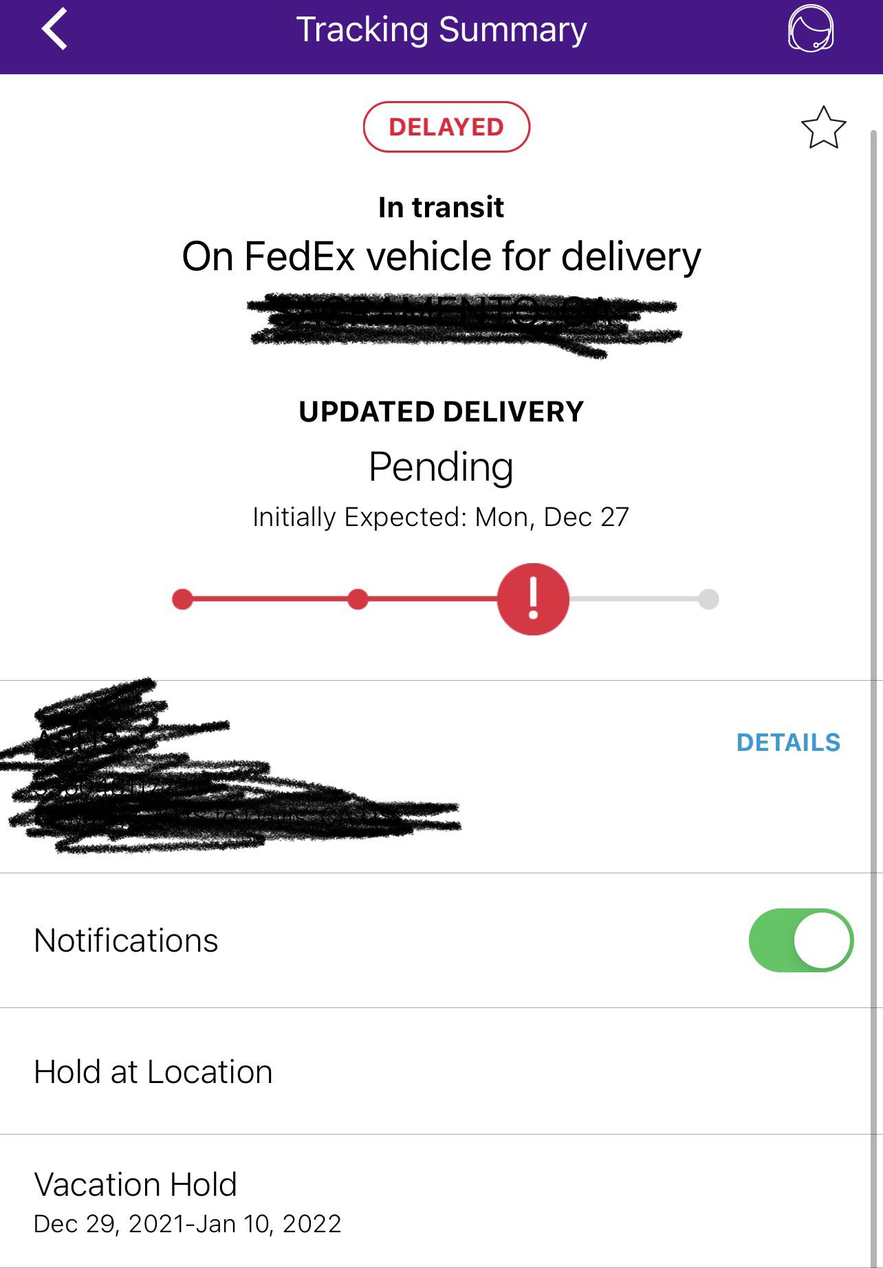 Vacation Hold On FedEx Vehicle for Delivery r/FedEx