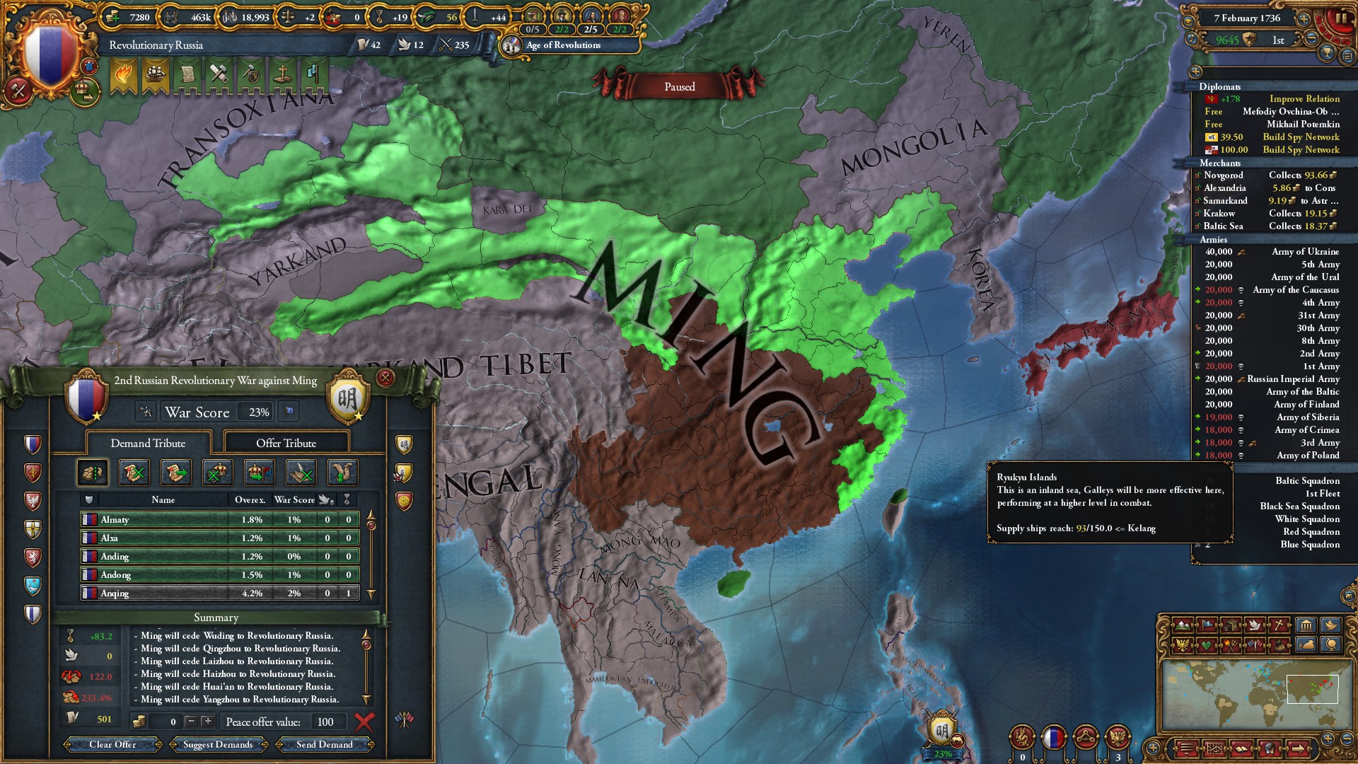 Revolutionary Russia + 5 adm efficiency from mission r/eu4