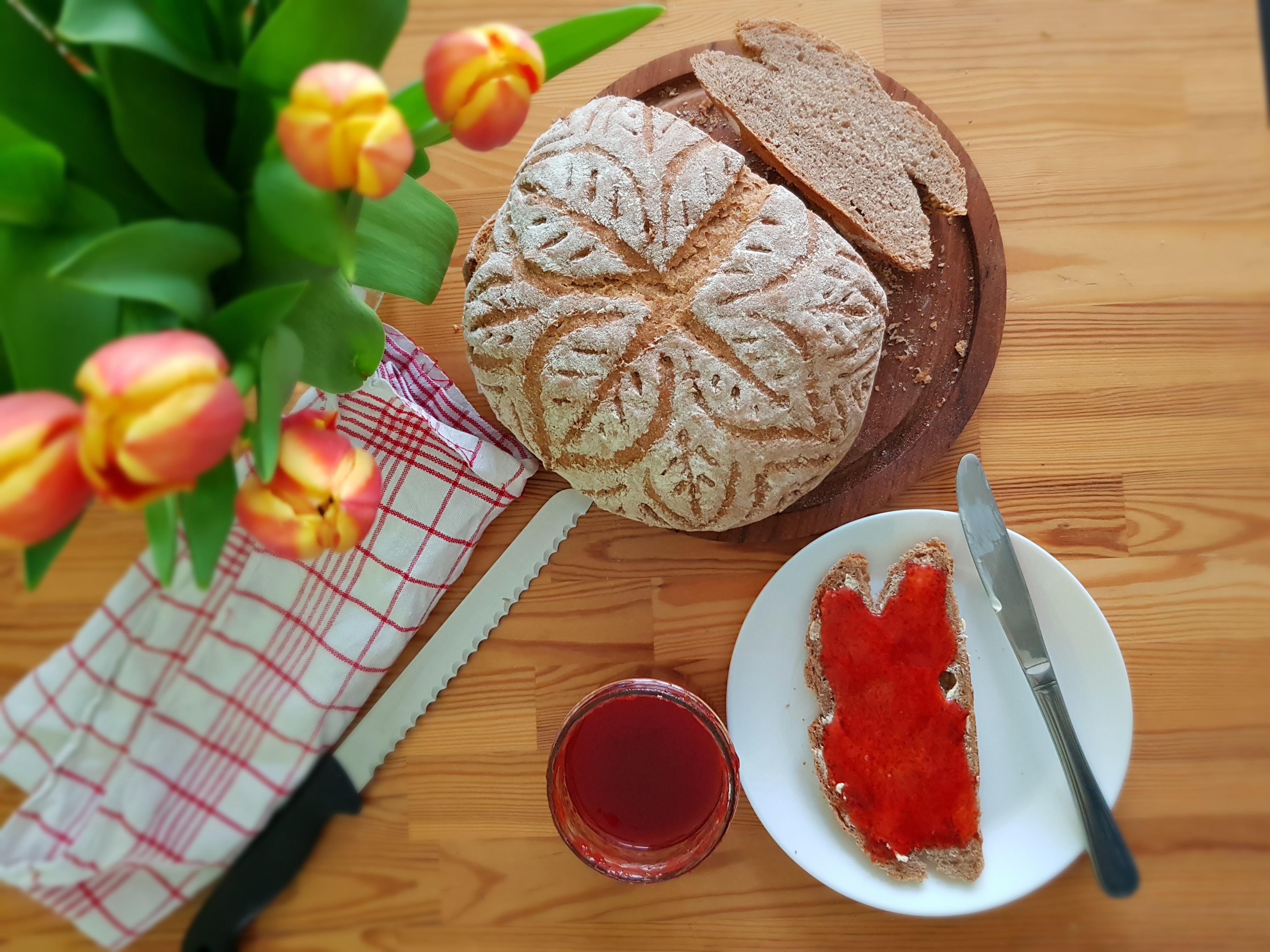 Homemade sourdough bread and strawberry jam. 116 cals. You bet I had a