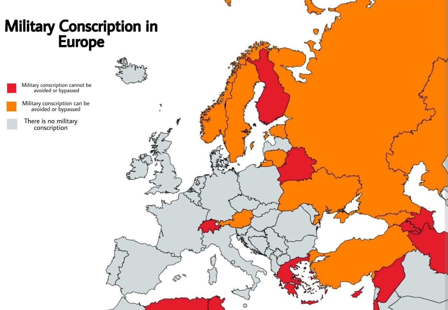 Military Conscription in Europe r/MapPorn