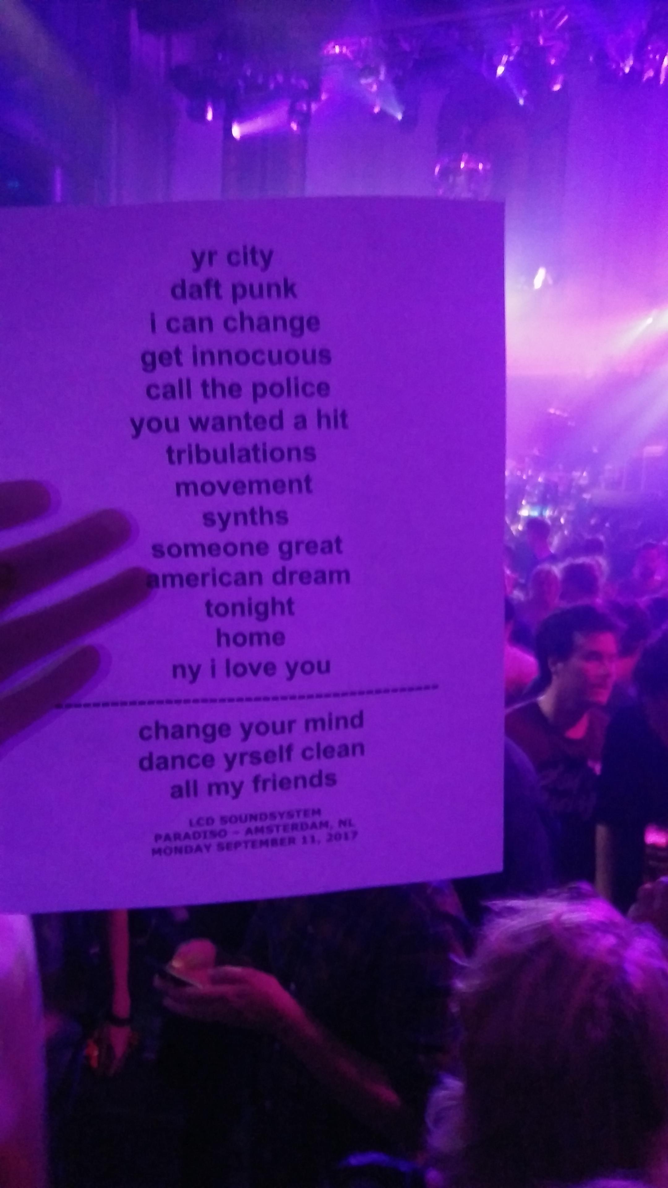 Amsterdam setlist r/LCDSoundsystem