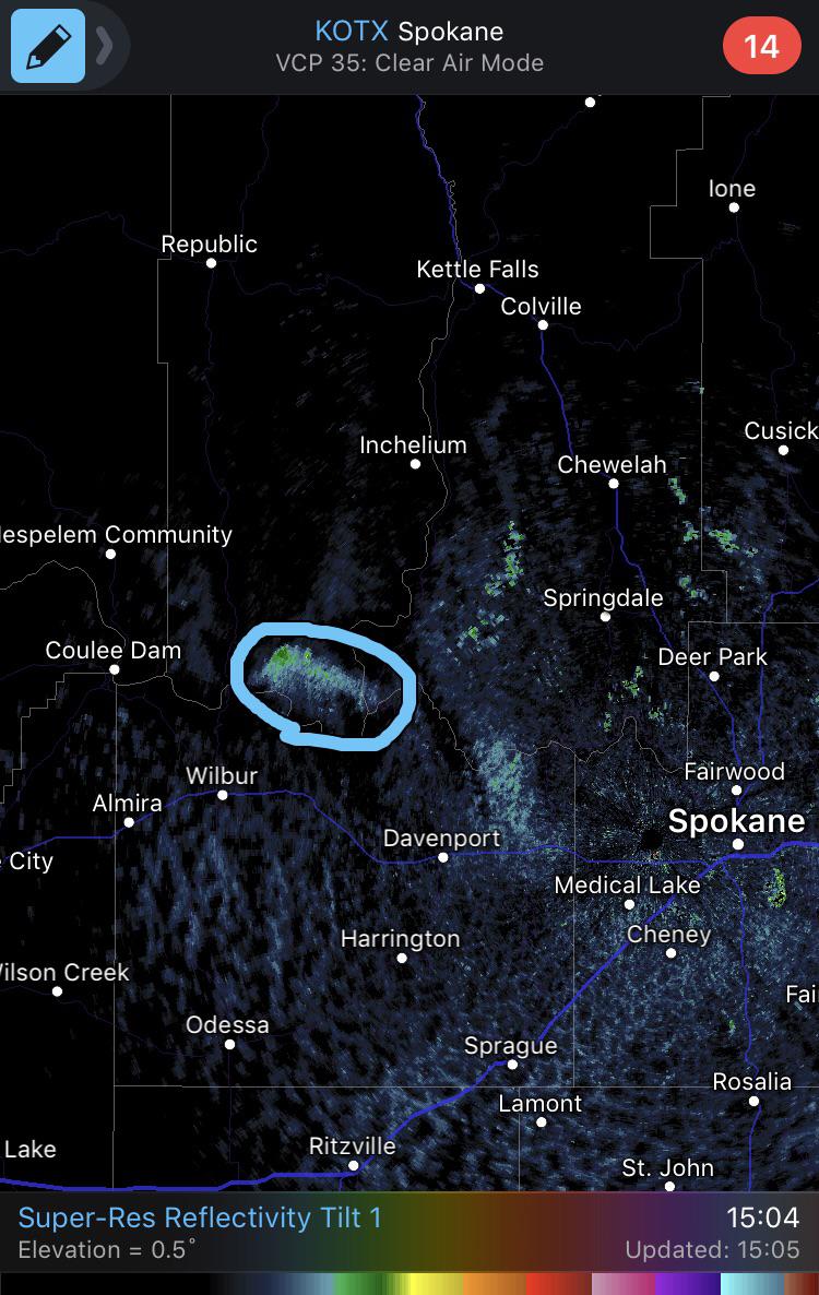 Smoke from the Williams Flats Fire near Grand Coulee visible on the