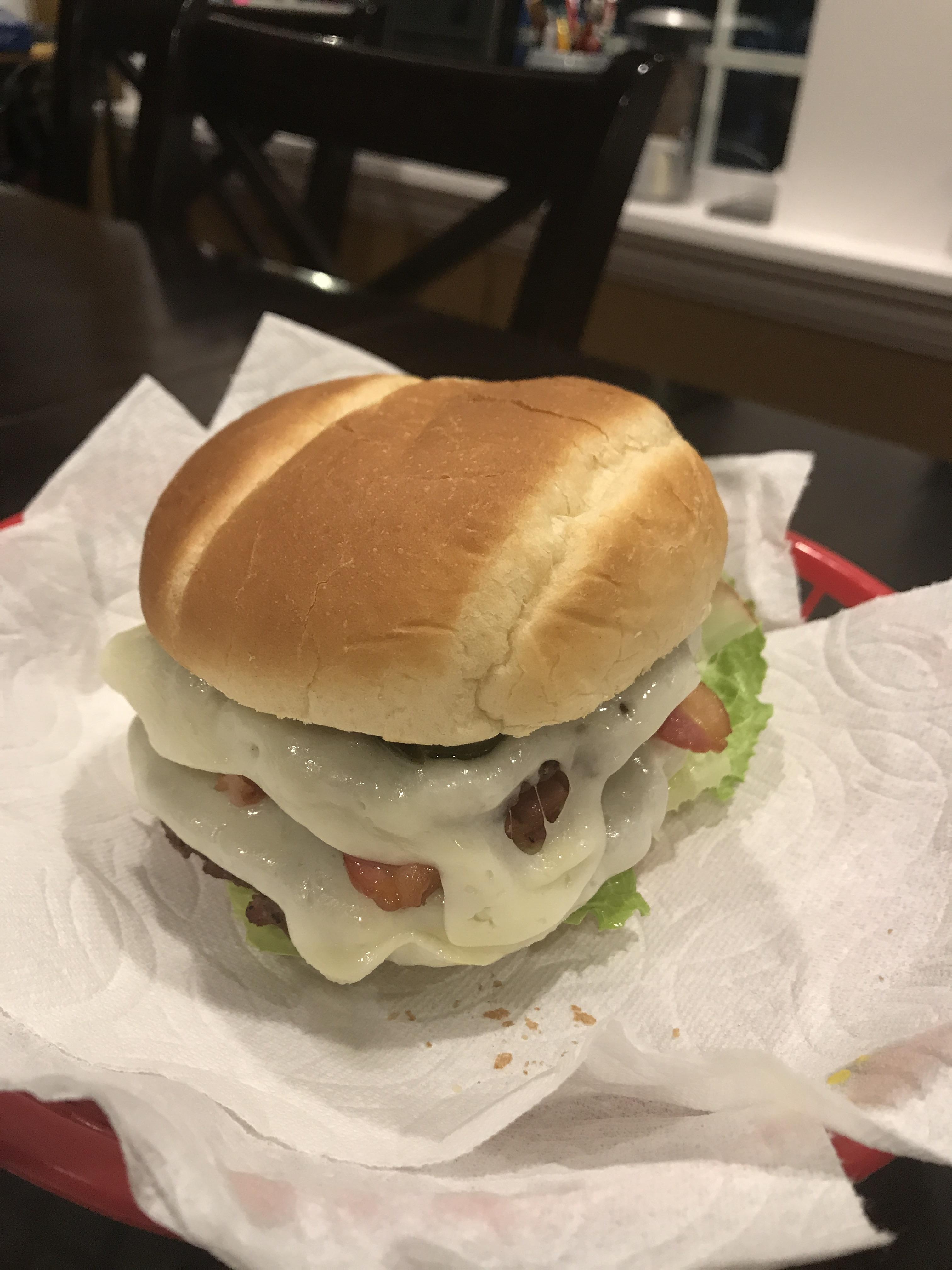 [I ate] A double stacked bacon burger with havarti cheese r/food