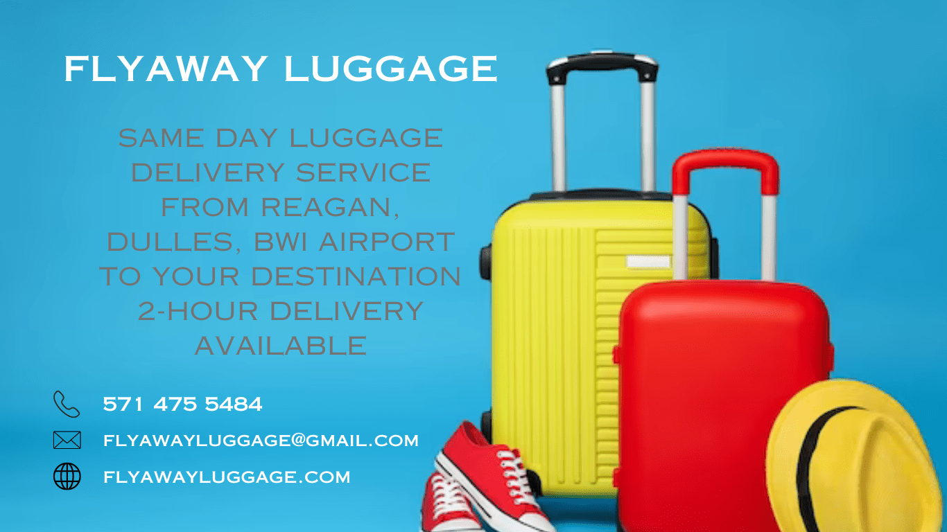 Reagan, Dulles, BWI Airport luggage delivery to your destination DC,MD