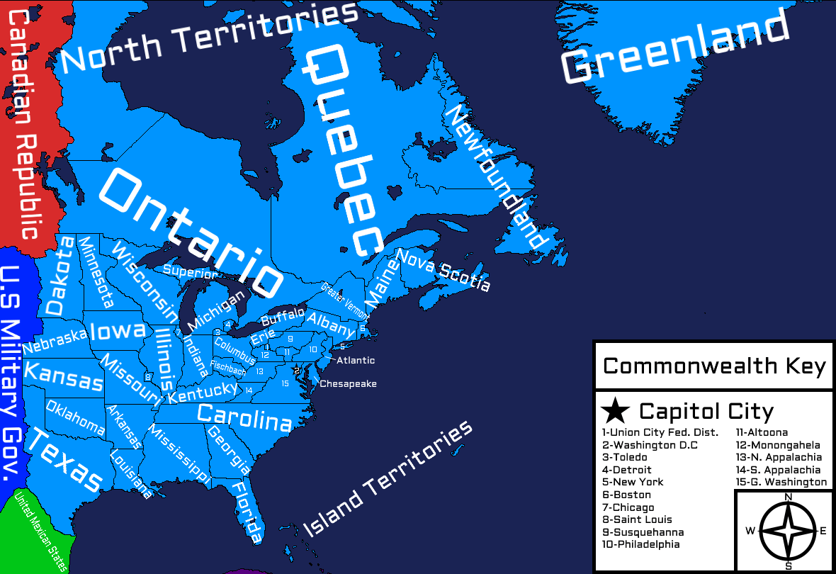 State Map of the American Commonwealth at its Greatest Extent in 2071