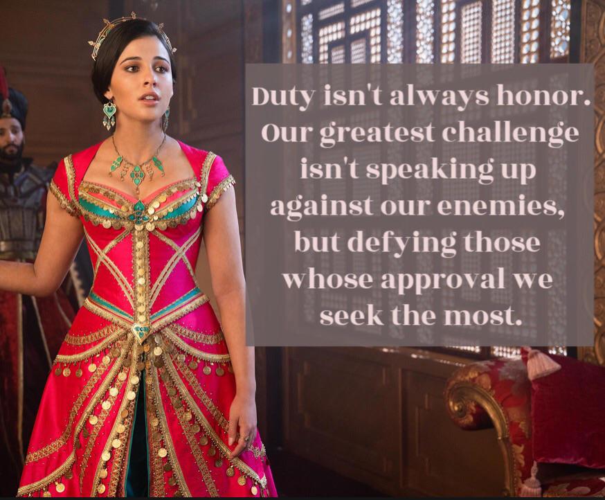 Saw Aladdin last night. Jasmine’s speech got to me. TBMs don’t