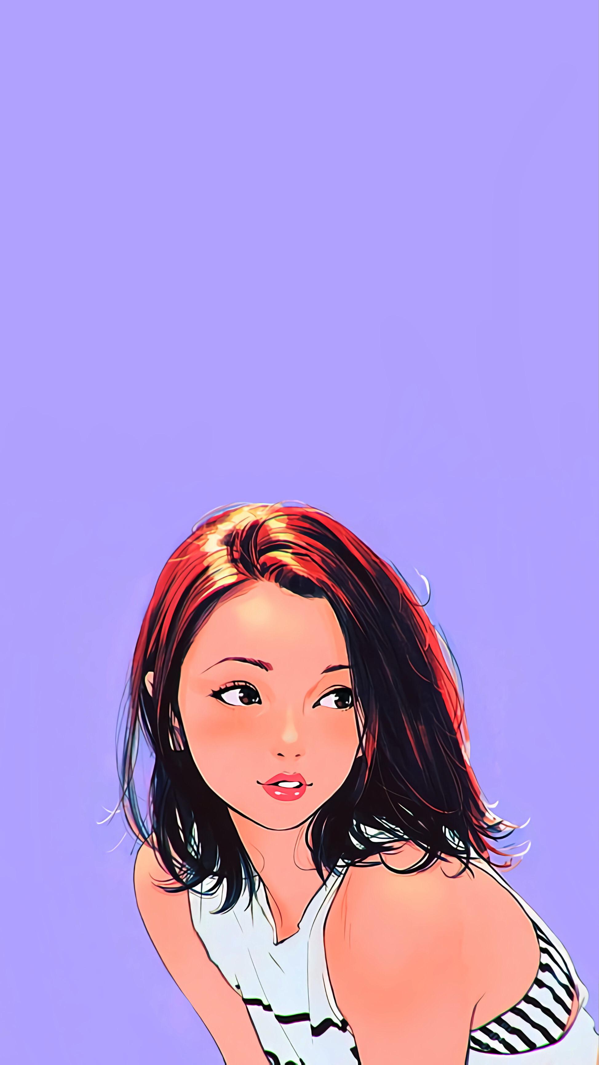 Girl on a purple background. r/iWallpaper