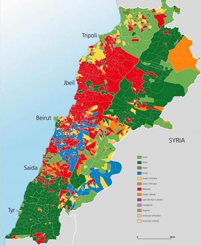 Regions of Lebanon by sect r/lebanon