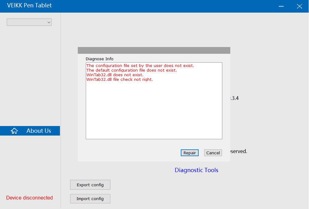 Veikk Driver; this shows up when I hit Diagnostic Tools, does it mean