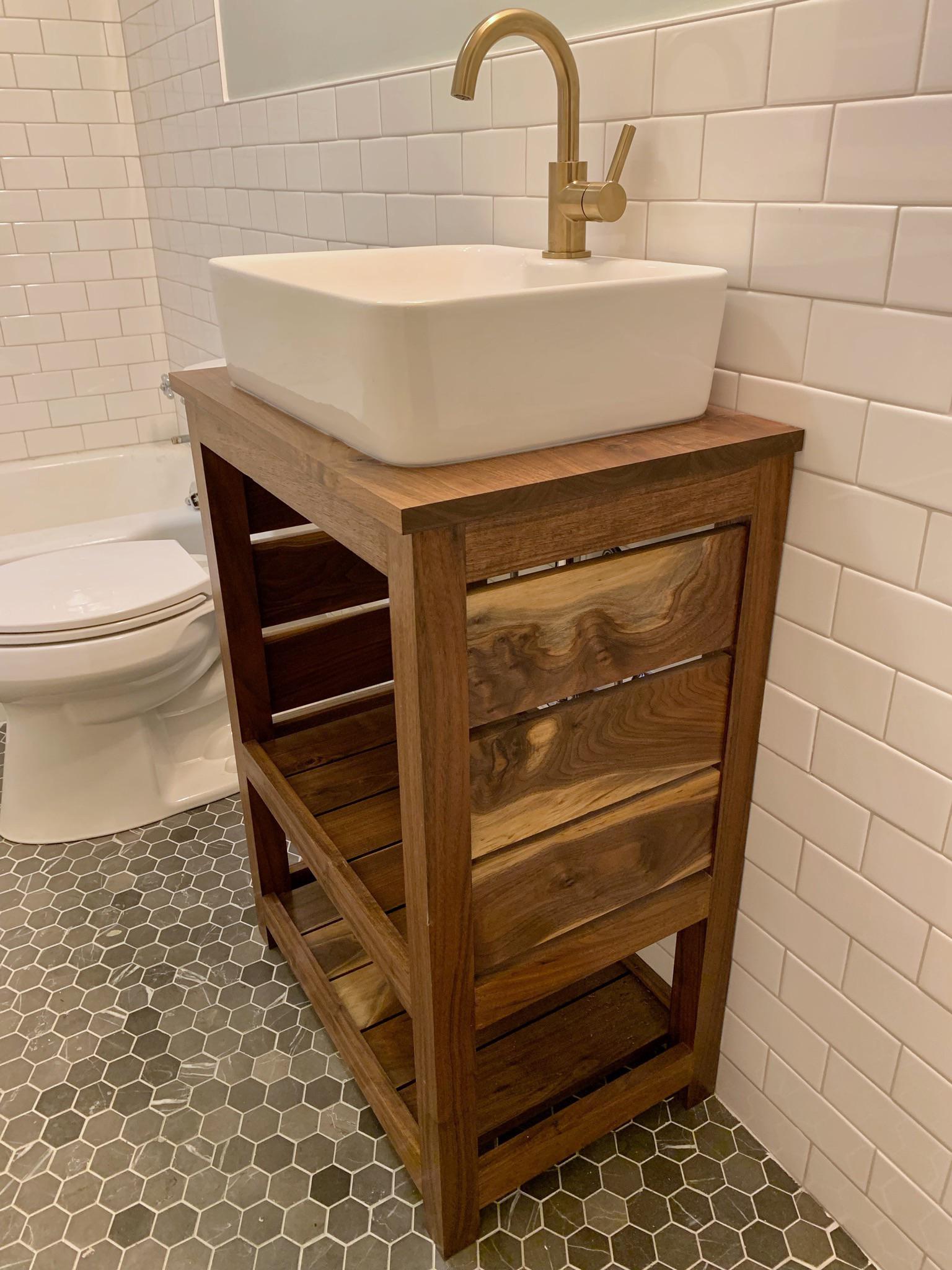 Solid walnut bathroom vanity r/woodworking