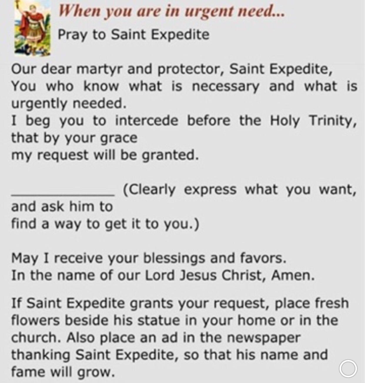 A very powerful prayer to st expedite r/StExpedite