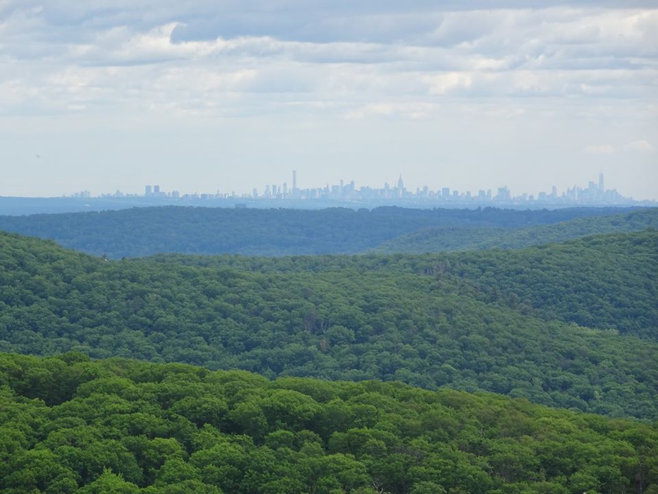 NYC skyline from New York's Bear Mountain and West Mountain Shelter