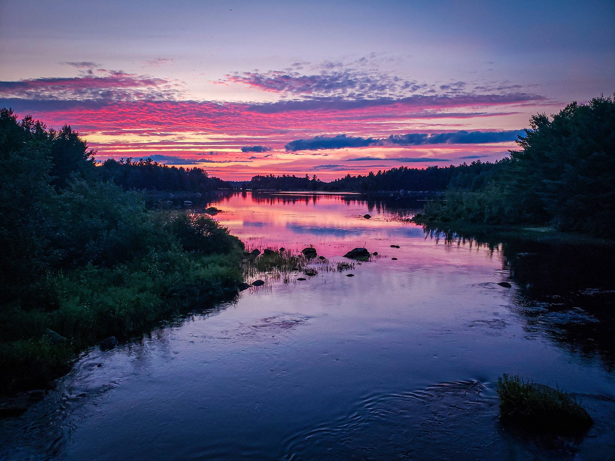 This spectacular sunset, Third Machias Lake, Maine [OC] [2048 × 1536