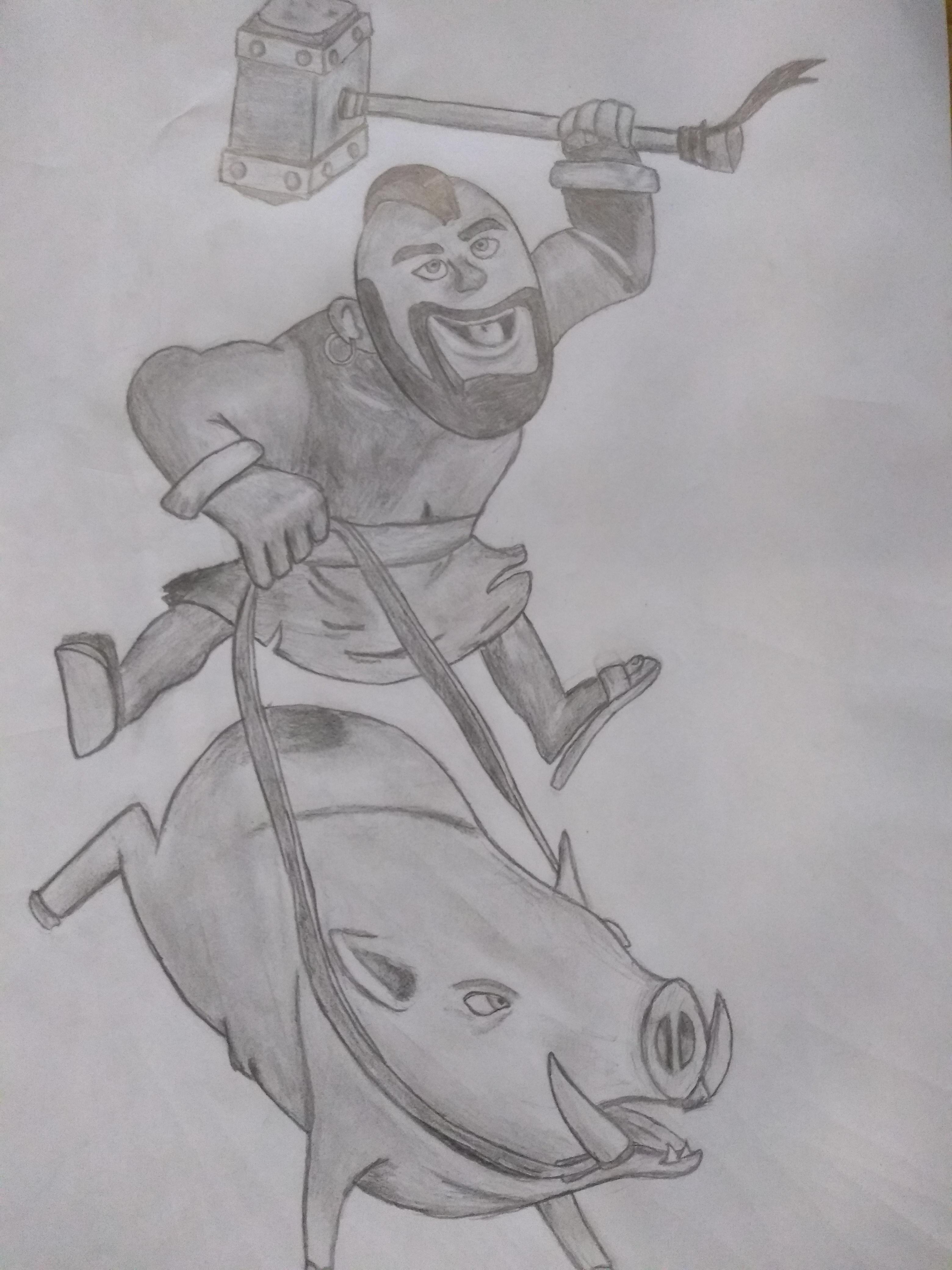 Hog Rider I drew! r/ClashRoyale