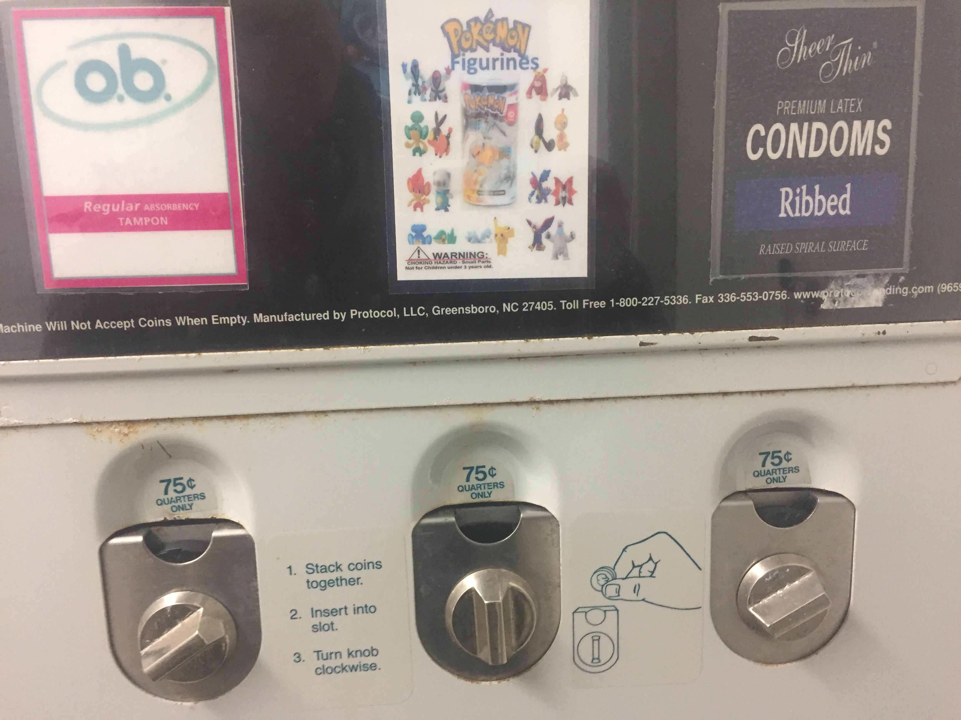 This gas station sells Pokemon figurines along with tampons and condoms