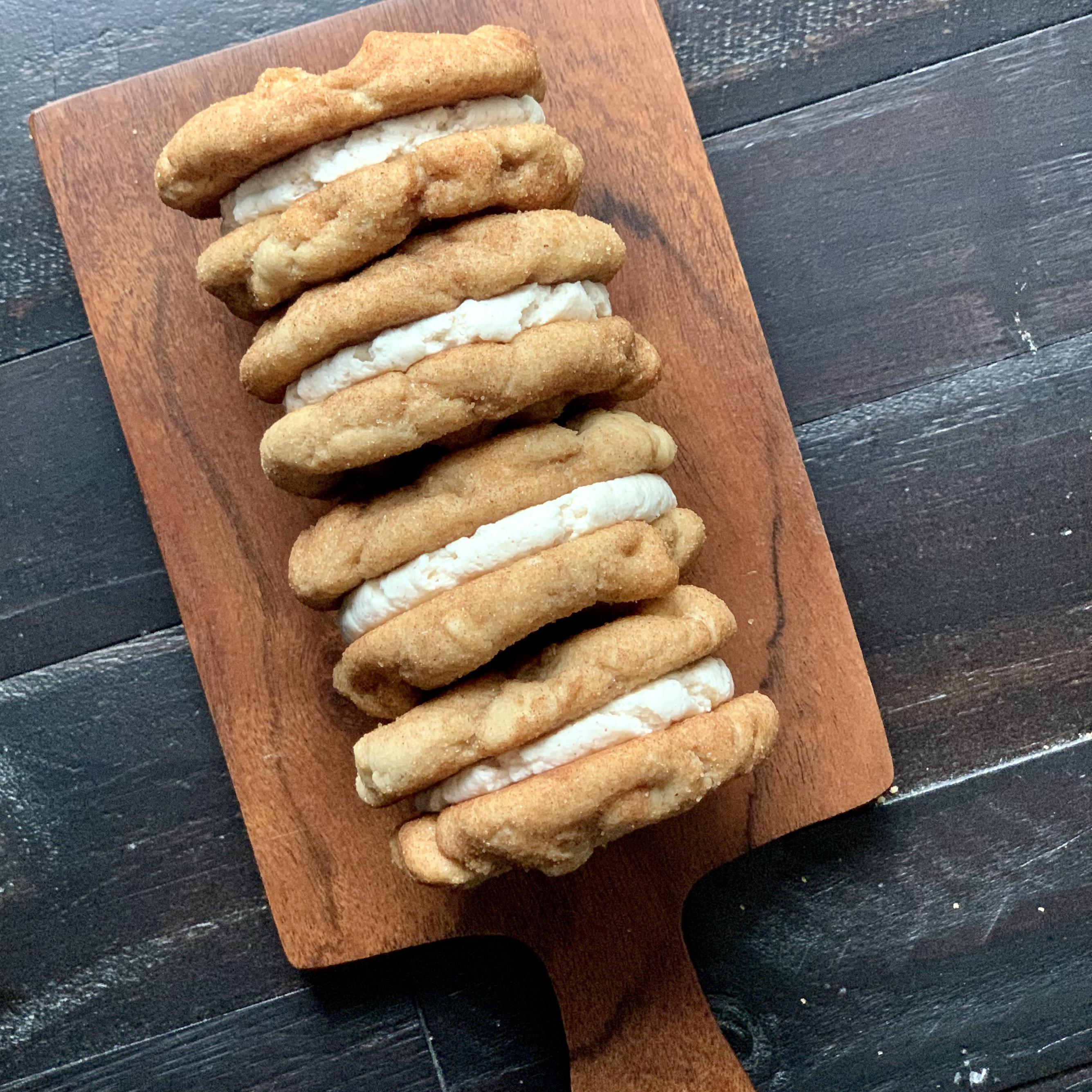 I made snickerdoodle cookie sandwiches with homemade cinnamon spice