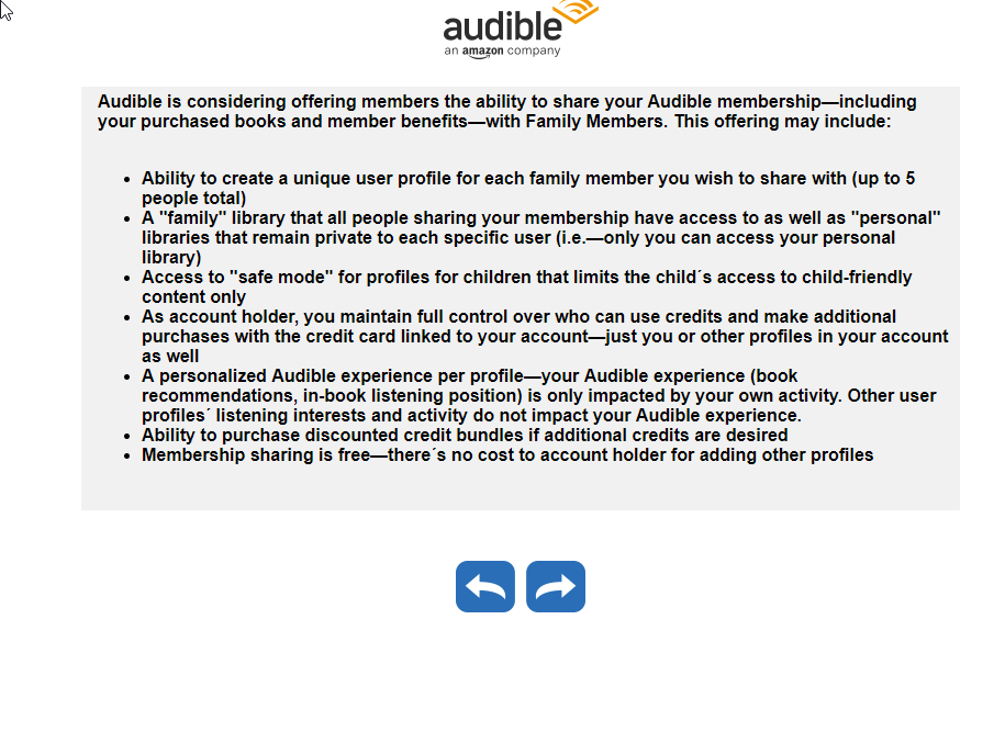 Audible Survey Alludes to "Family Sharing" Offering for Members r/audible