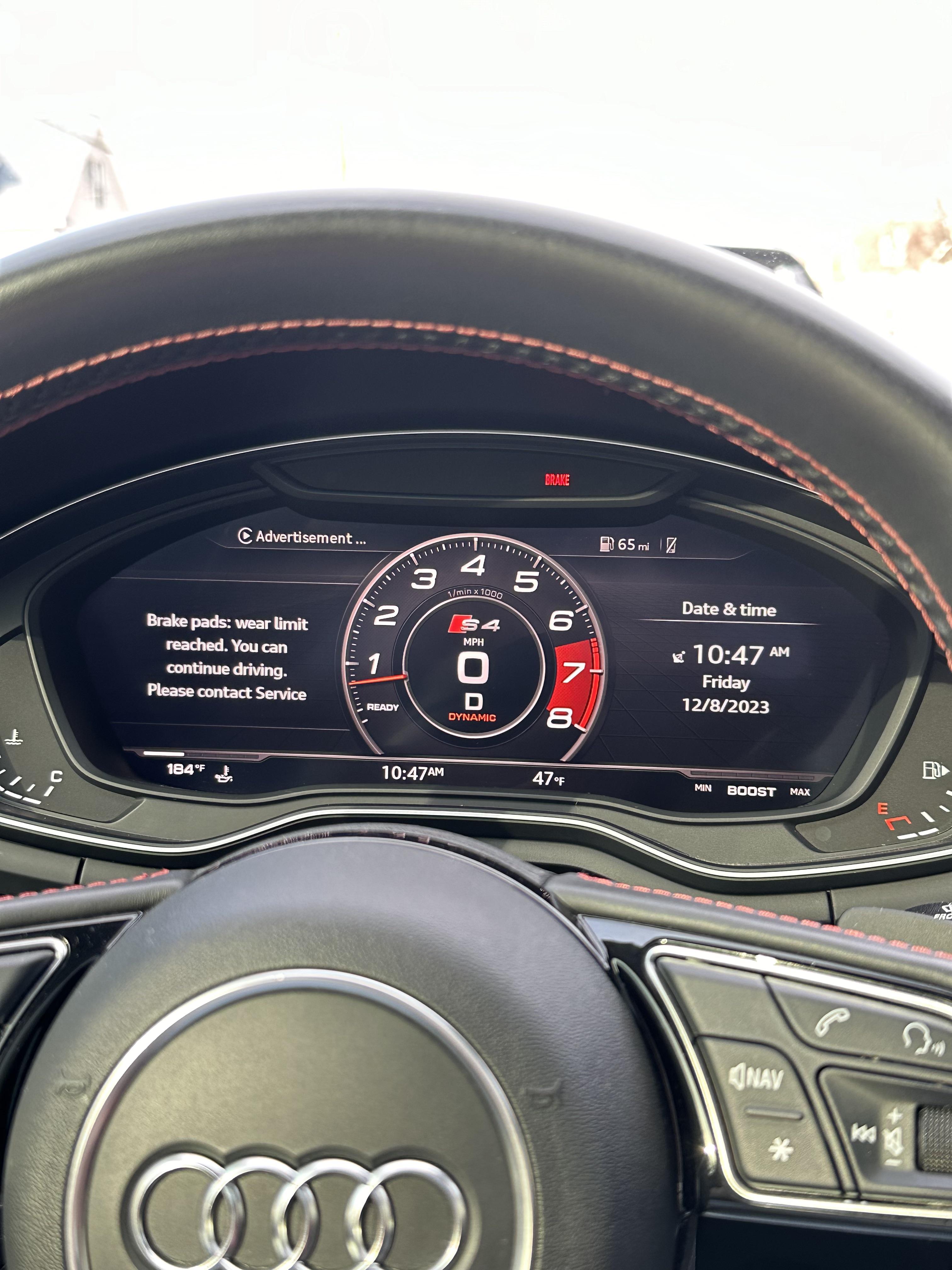 How to clear “break pad wear limit reach” error code? r/Audi