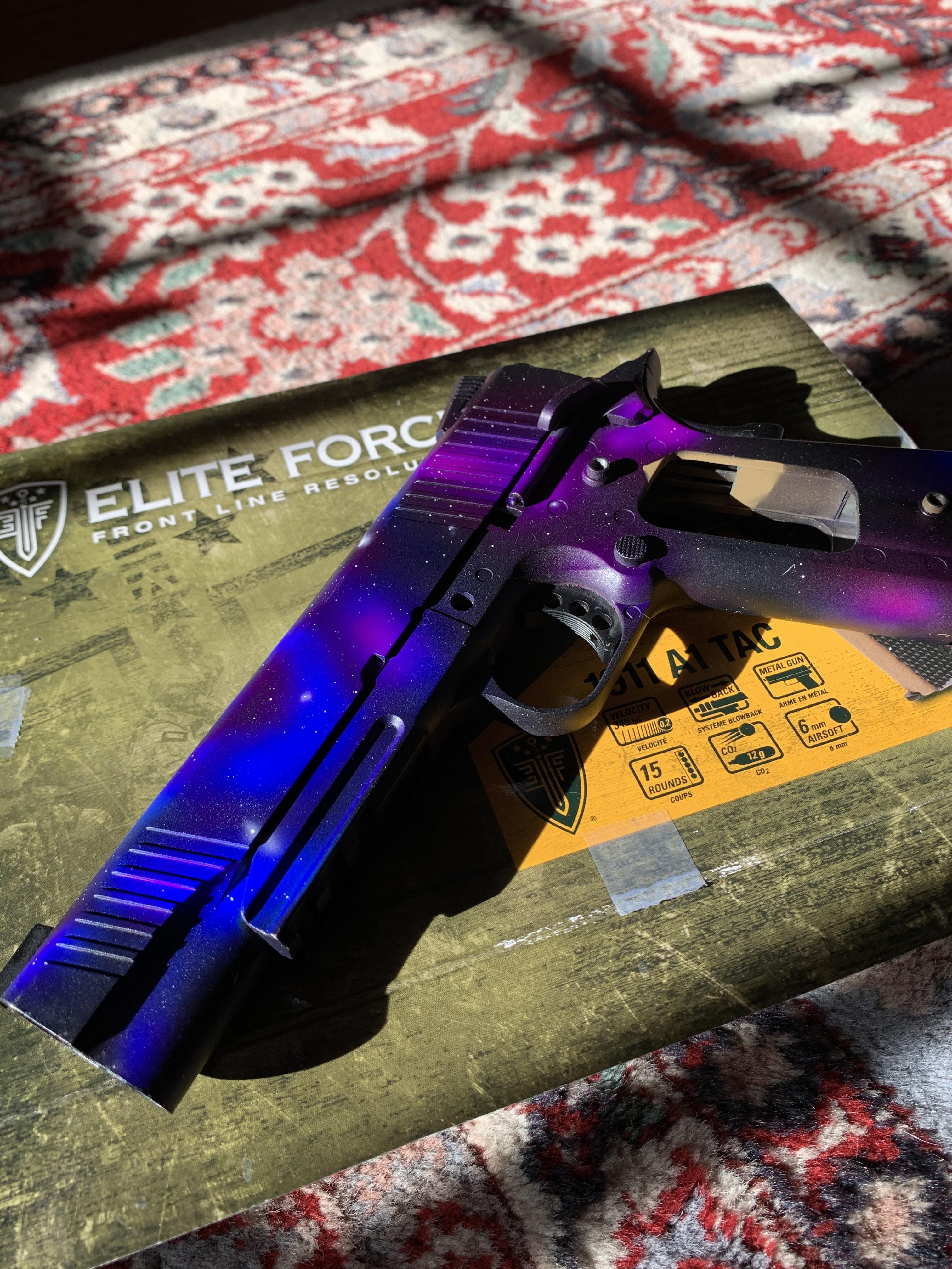 CUSTOM GALAXY CAMO ON 1911, FIND ME ON HOPUP “custom paint job