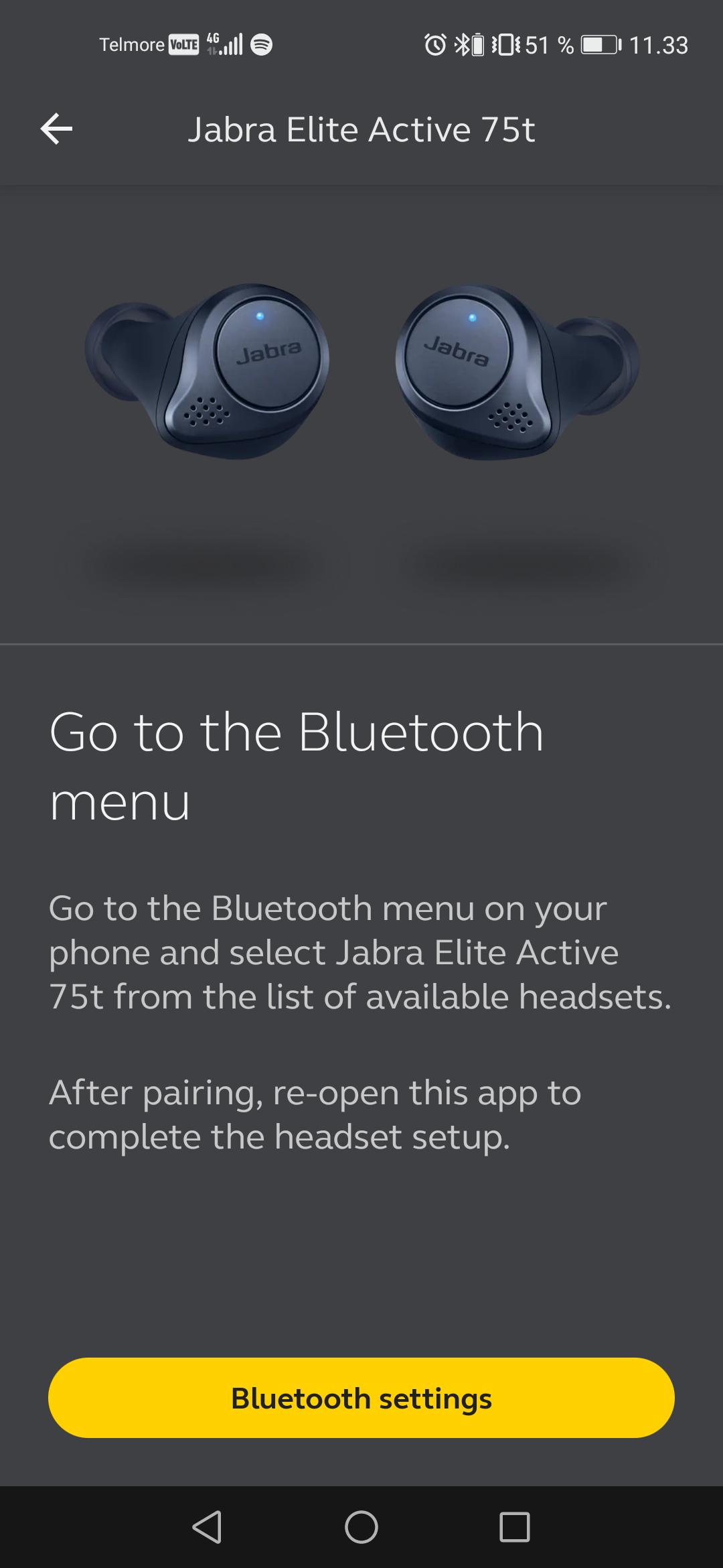 Why won't my 75t active get recognized by the app on my hauwei nova 5