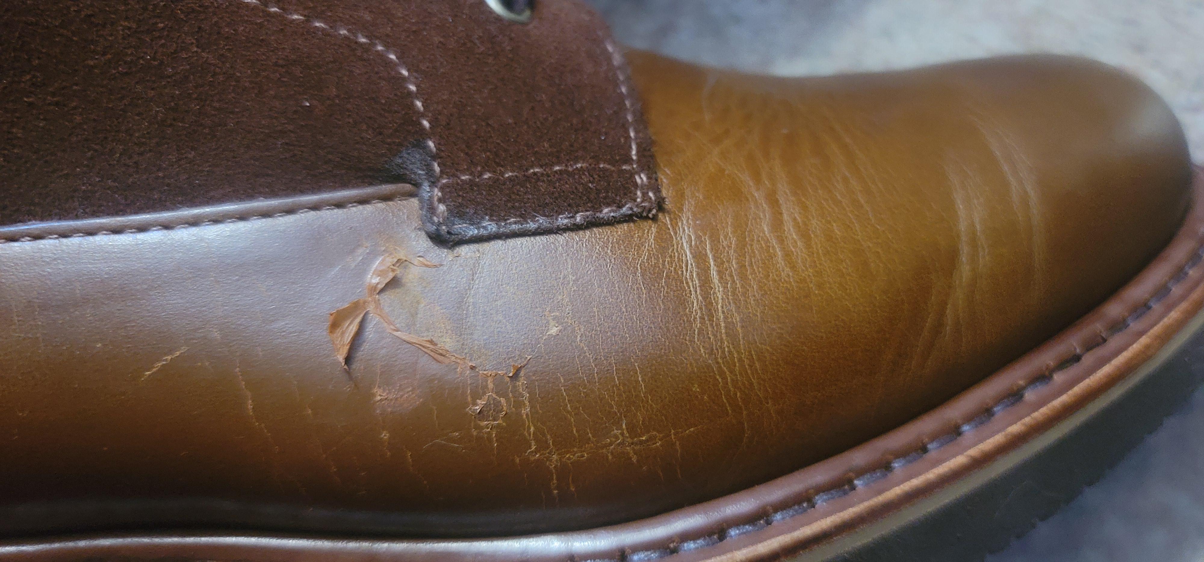 Peeling coating or something on leather of boot? r/Boots