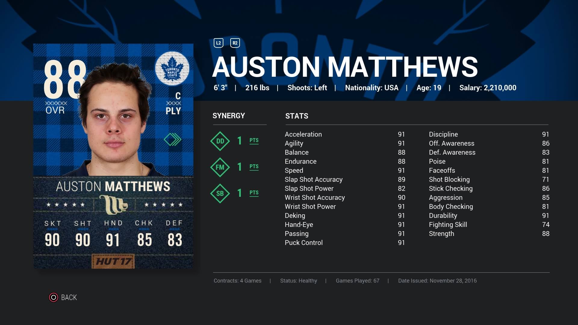 Advanced stats of Mov Matthews! r/NHLHUT