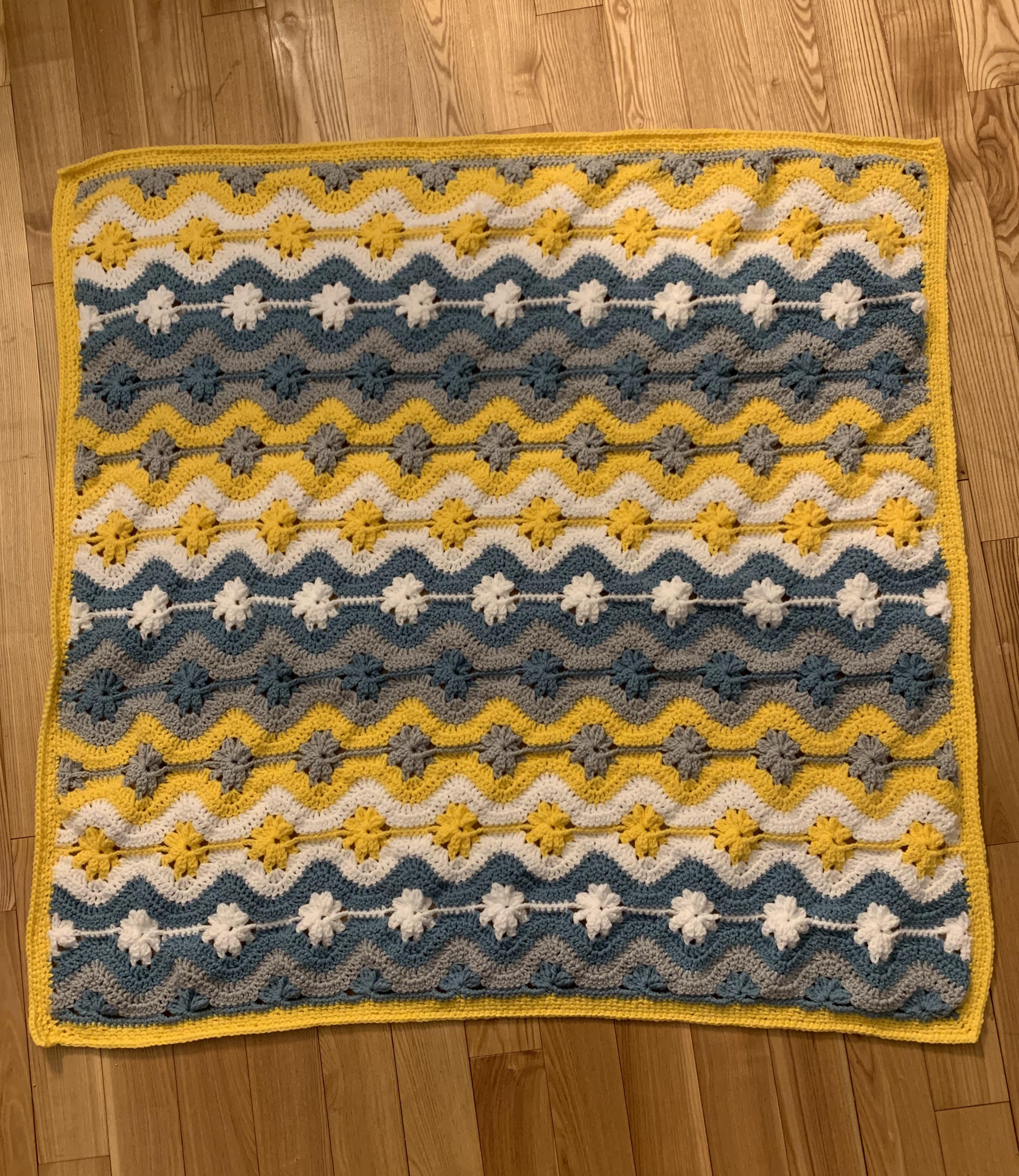 Finished my daisy chain baby blanket the night before the baby shower