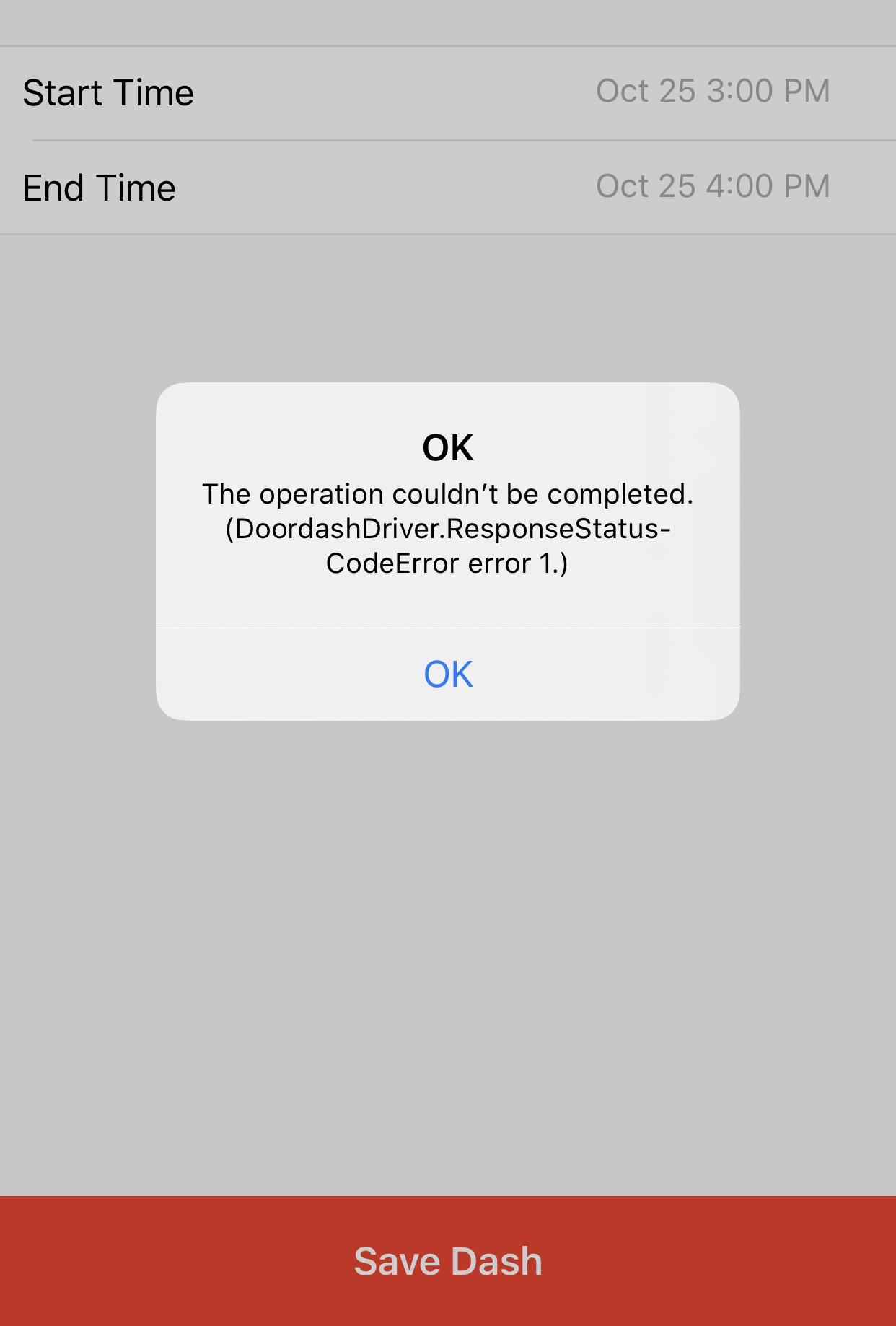 Can’t schedule a shift due to this error! How can I fix this? (iOS