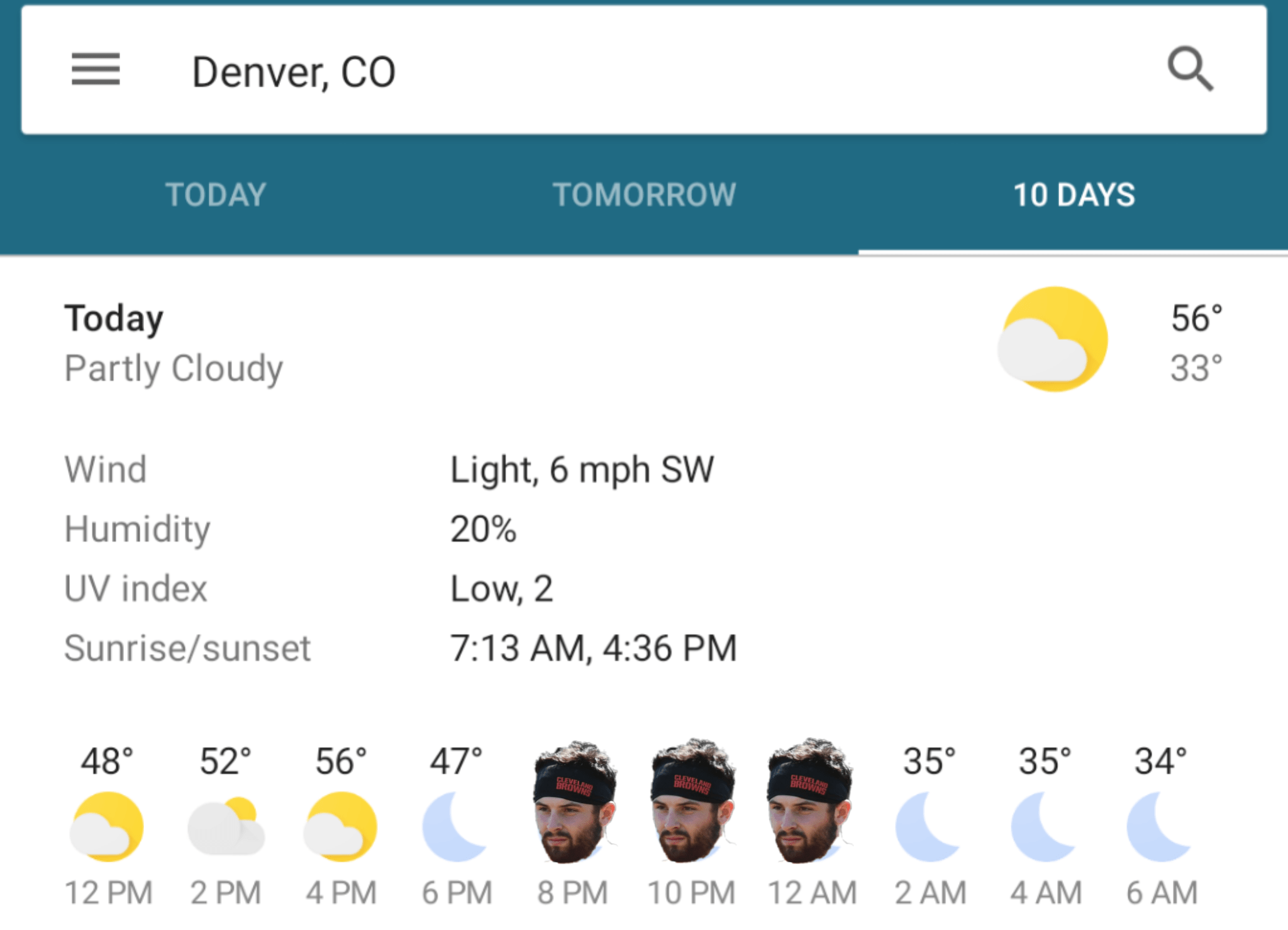 Weather forecast for tonight's game looks promising. r/Browns