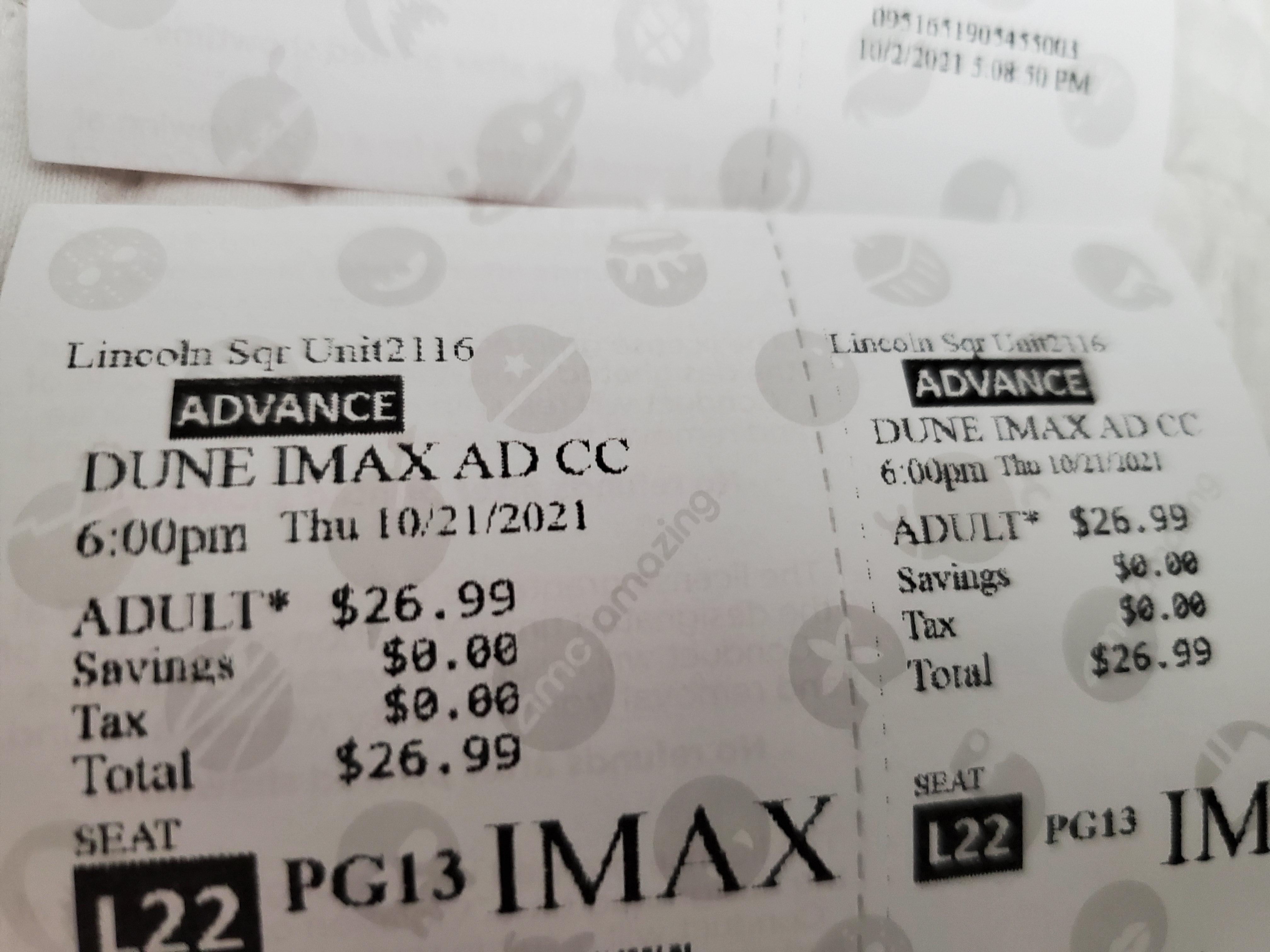 PSA Dune tickets available early at AMC Kiosks!! r/dune