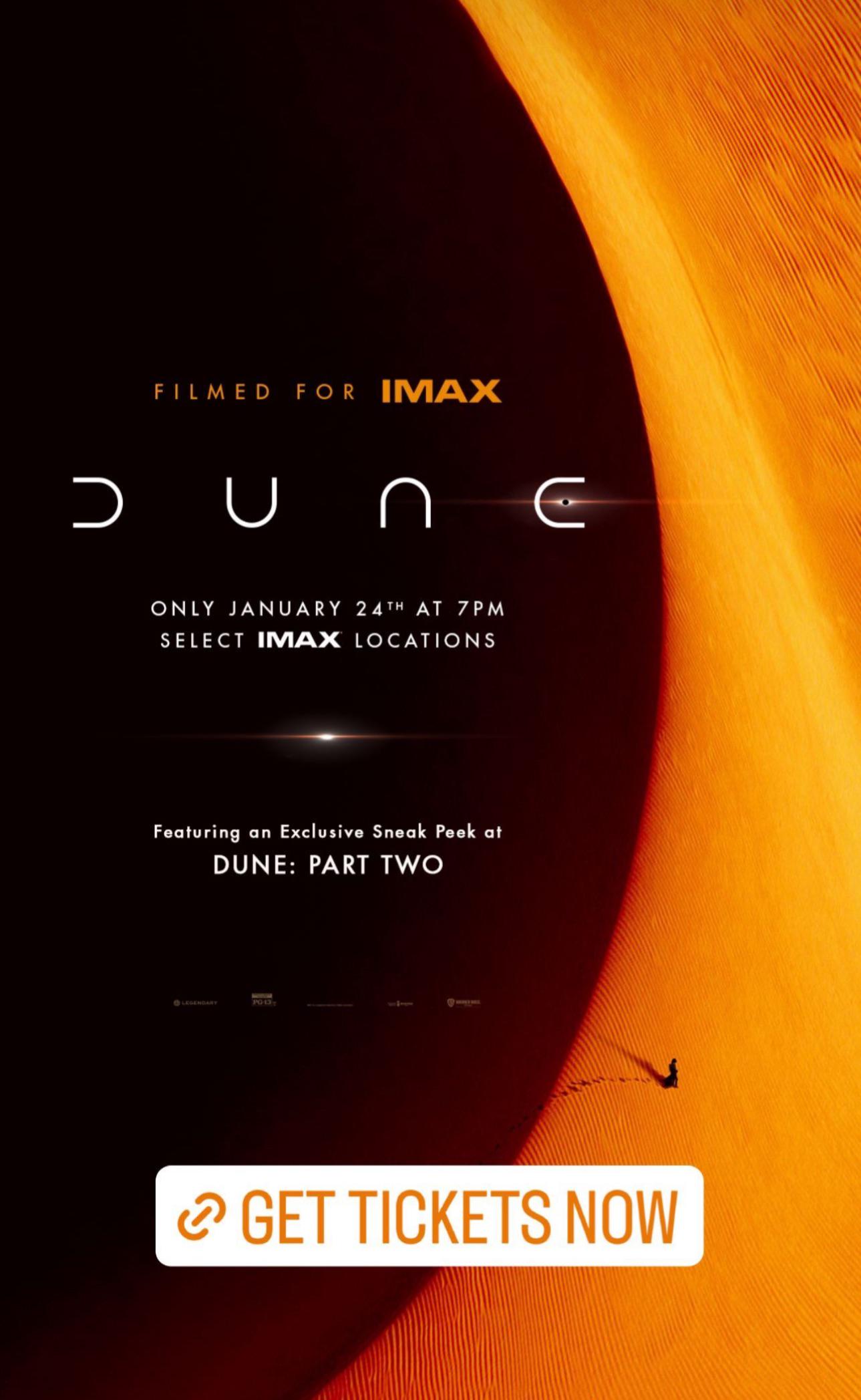 Tickets now on sale Dune 1 IMAX one night only r/imax