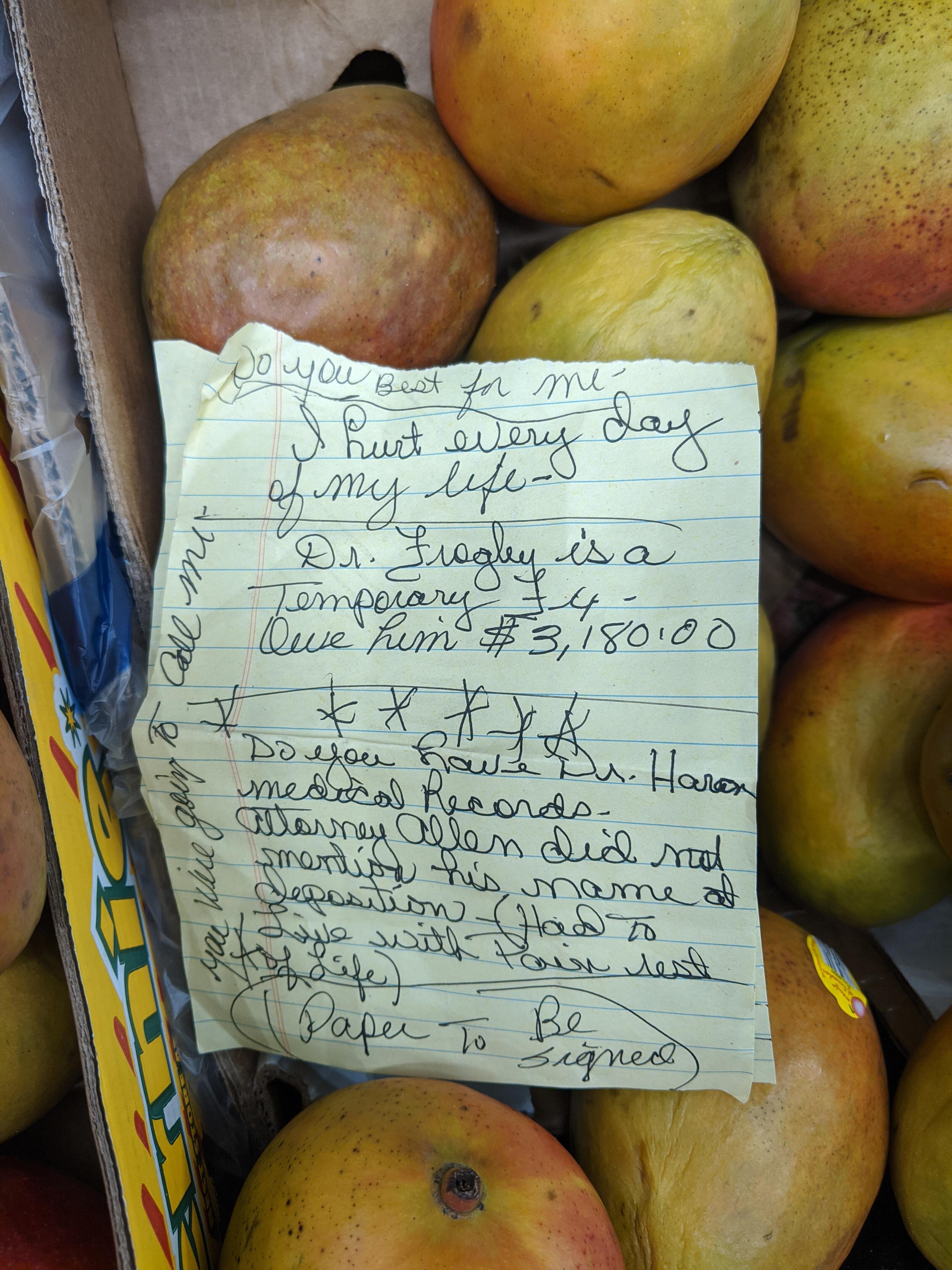 Sounds like struggling. Found in the mangoes at Aldi r/FoundPaper