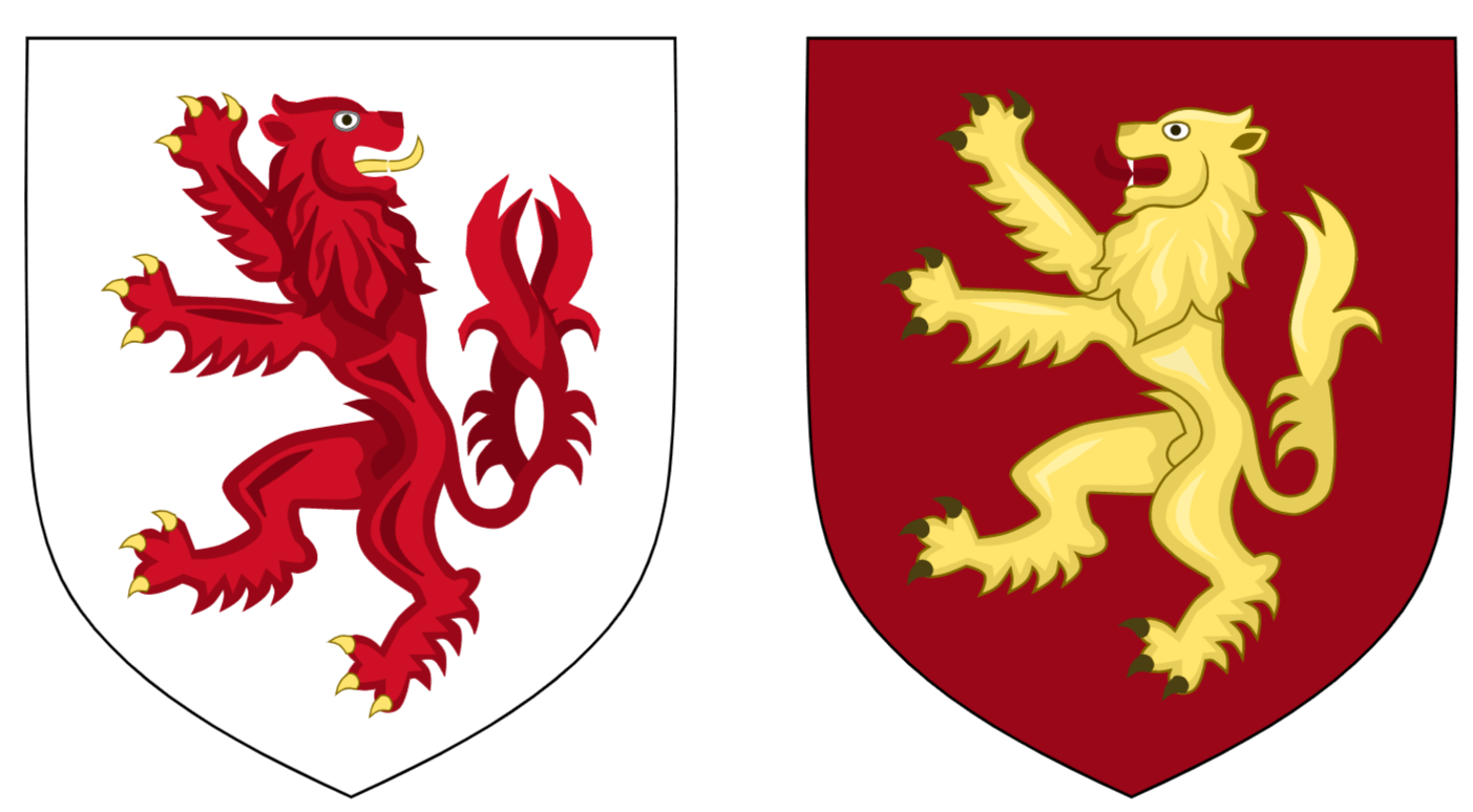 Arms of House Lannister and House Reyne in wikipedia style r/heraldry