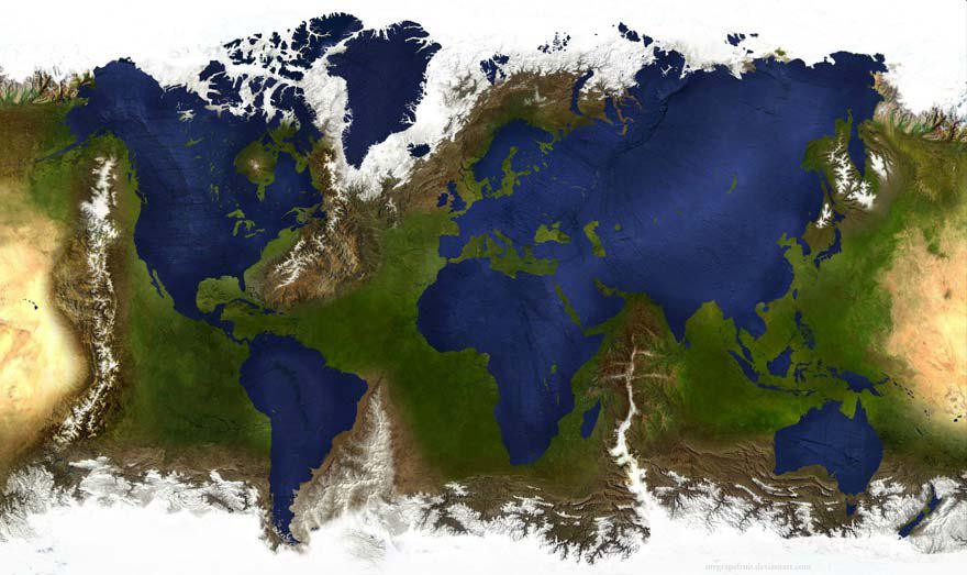 Map of the earth with inverted land and sea r/MapPorn