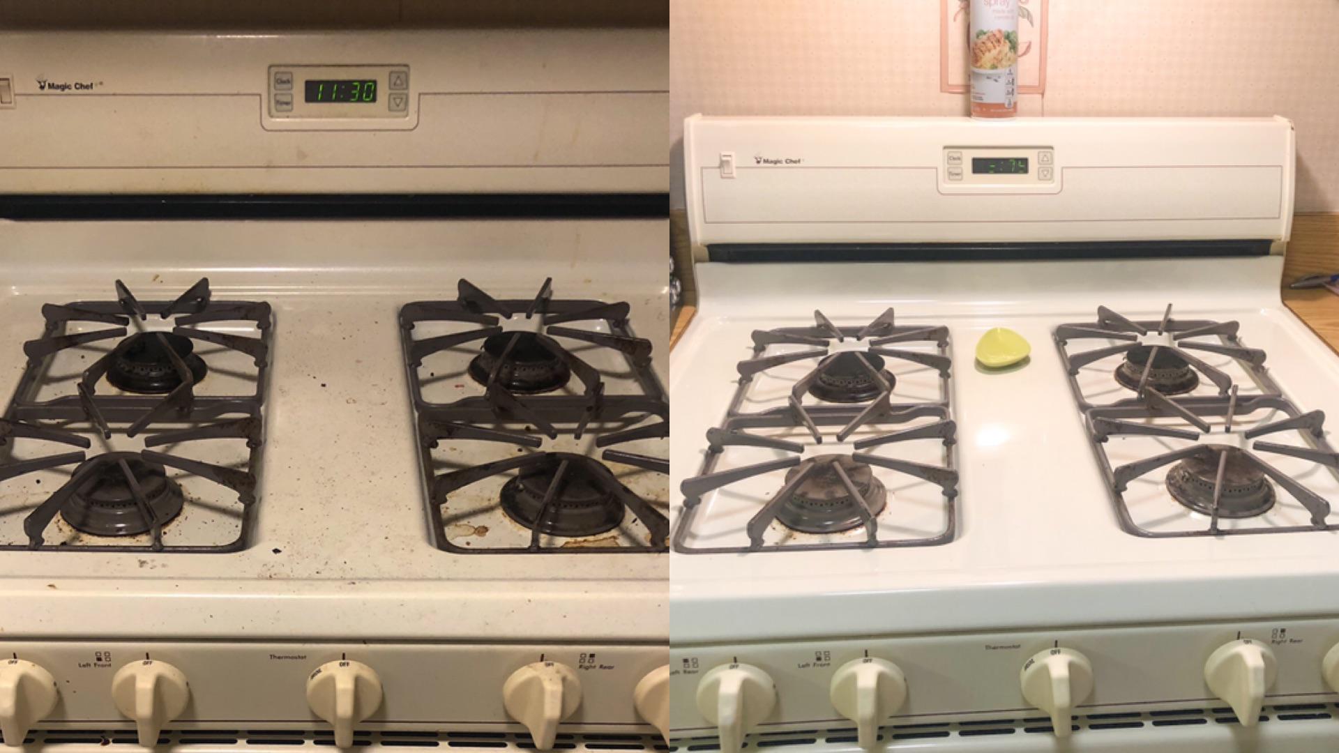 Before & After of my stove that was in need of a little extra love. r