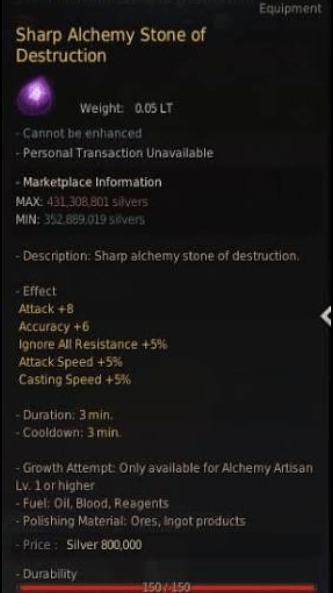 Got Sharp Alchemy Stone of destruction from Shakatu box