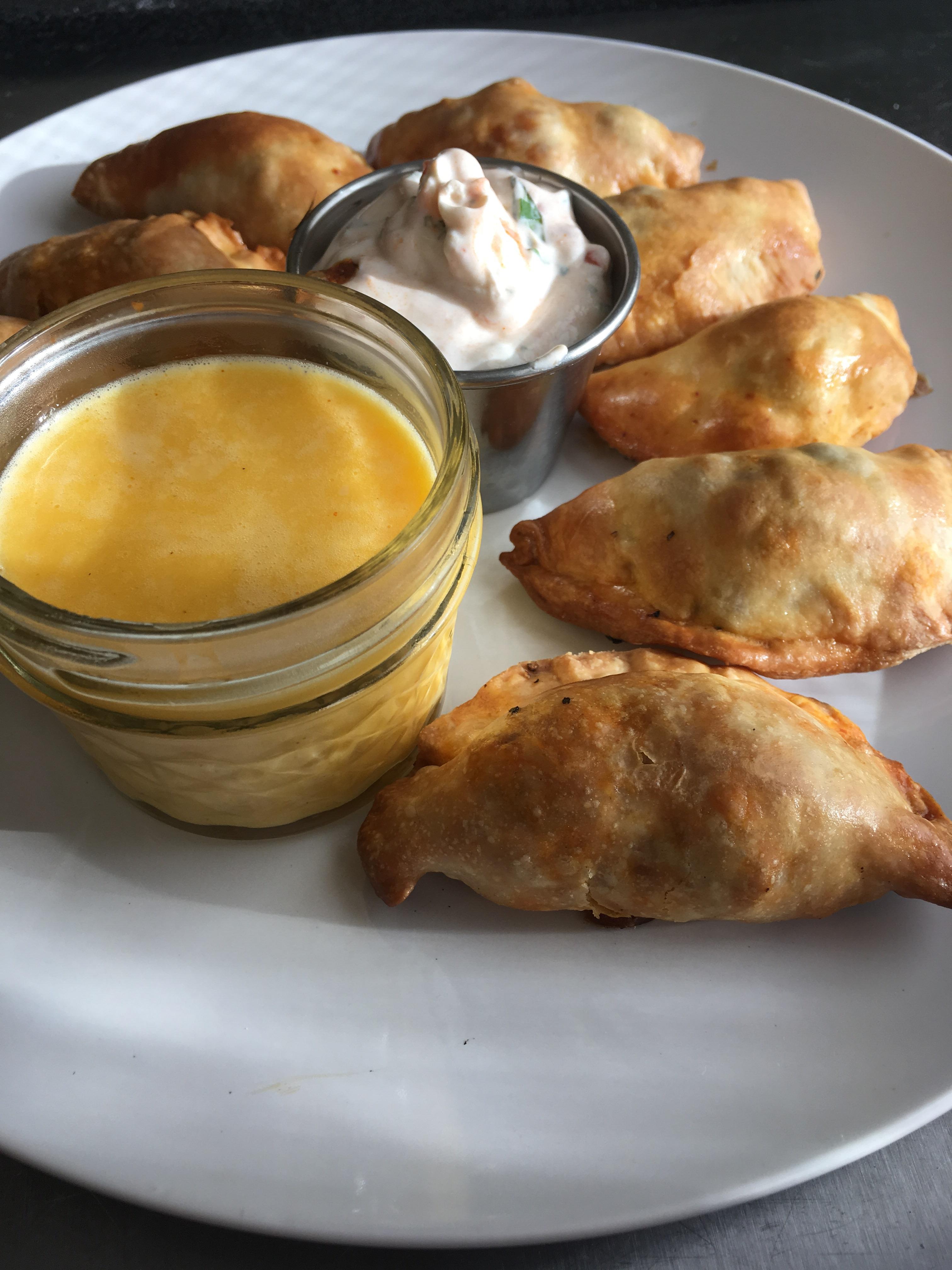 [homemade] Empanadas and dipping sauces r/food